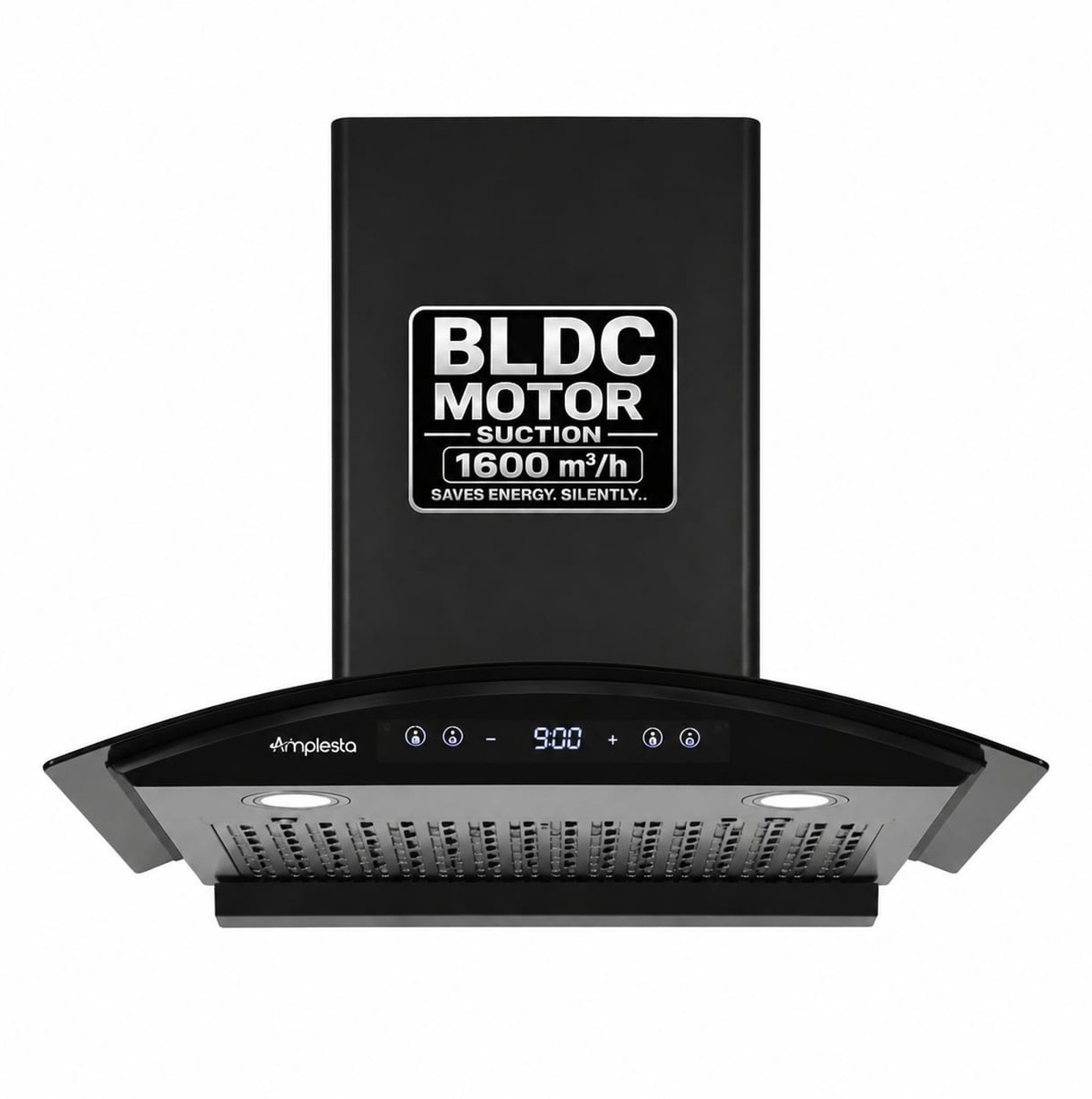Image of Amplesta Lyra BLDC Motor 60cm 9 Speed Curve Shape with Motion Sensor & 1600 CMH 60 cm Auto Clean Chimney