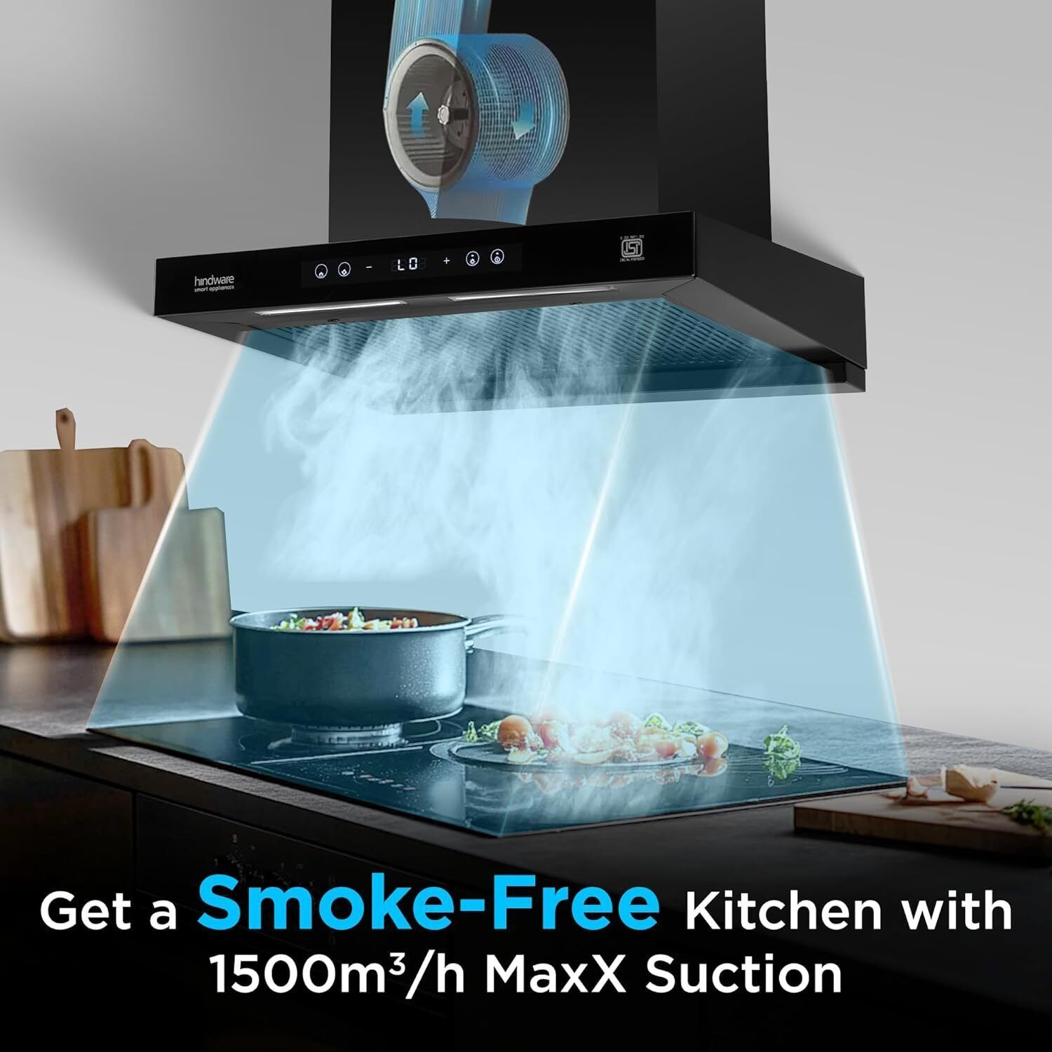 Image of Hindware Smart Appliances Regina BLDC 90 1500 CMH 90 cm Auto Clean Chimney