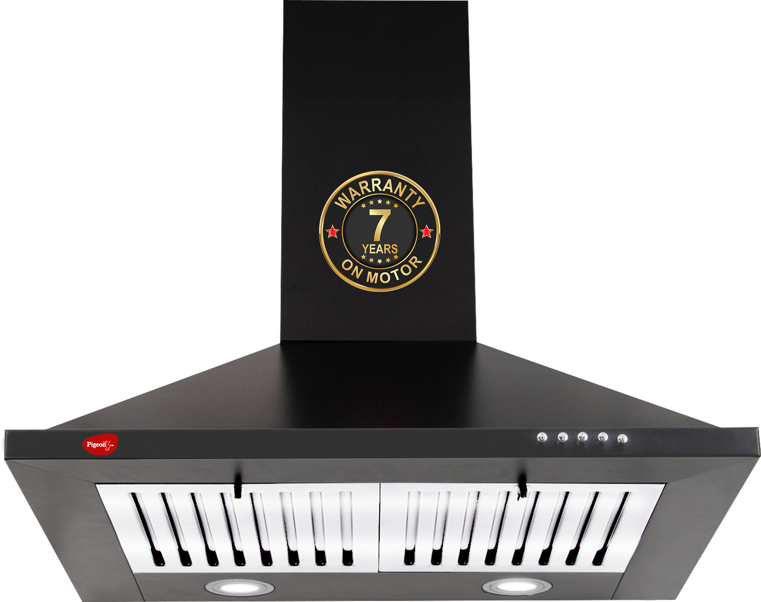 Image of Pigeon Nebula DX 60cm Baffle Filter Kitchen Chimney with 7 Years Warranty on Motor and 1 Year Comprehensive| Black | 3 Speed Push Button Control Wall Mounted Black 1250 CMH Chimney