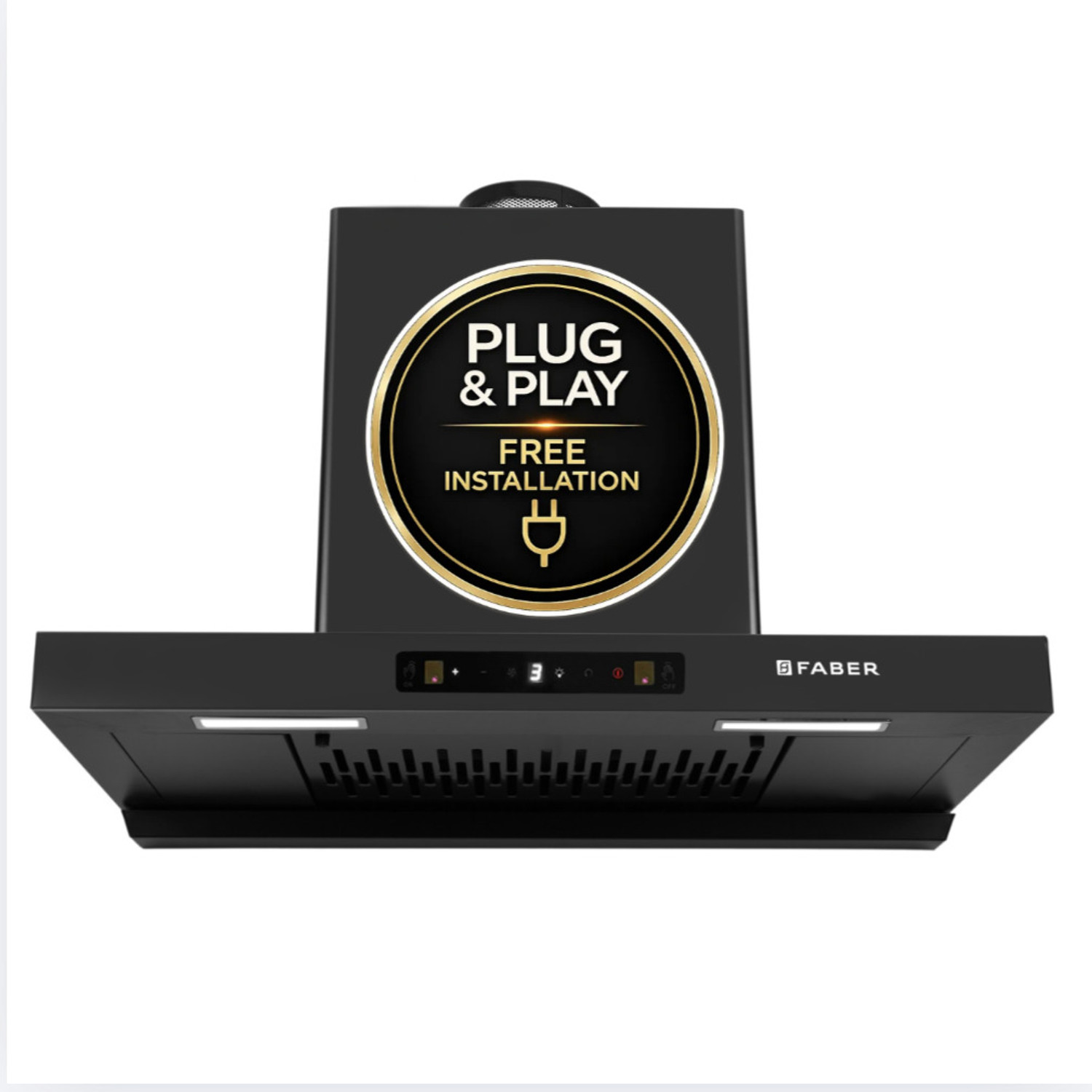 Image of FABER HOOD NOVA BLDC PNP HC FL SC BK IN 75-T 1500 CMH 75 cm Plug n play 75 cm Auto Clean Chimney