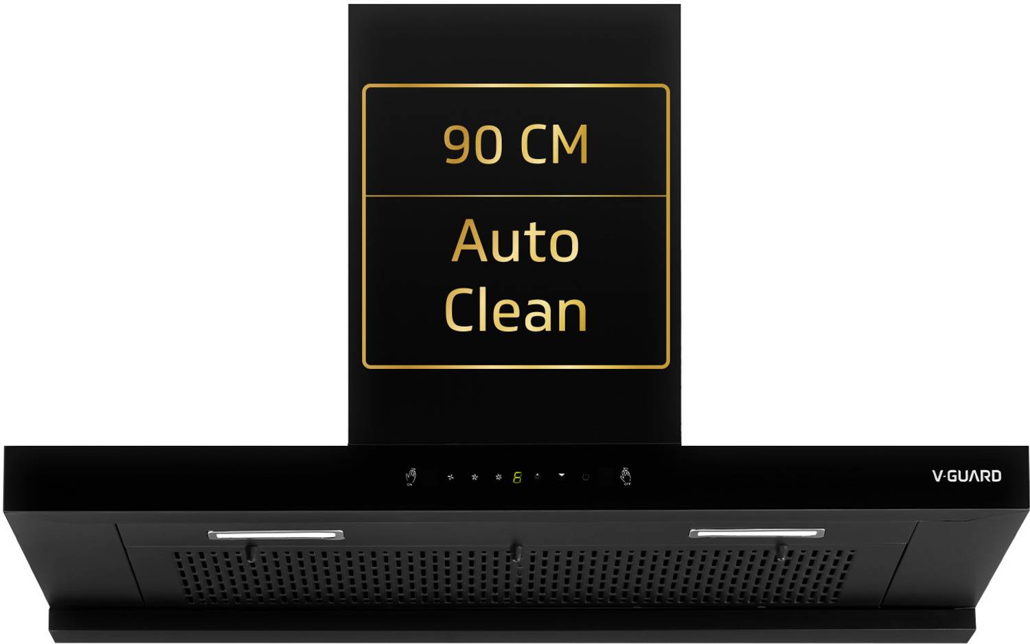 V-Guard T20 Filterless 1300 CMH 90 cm 90cm| Touch & Gesture Control |Powerful Suction Auto Clean Chimney