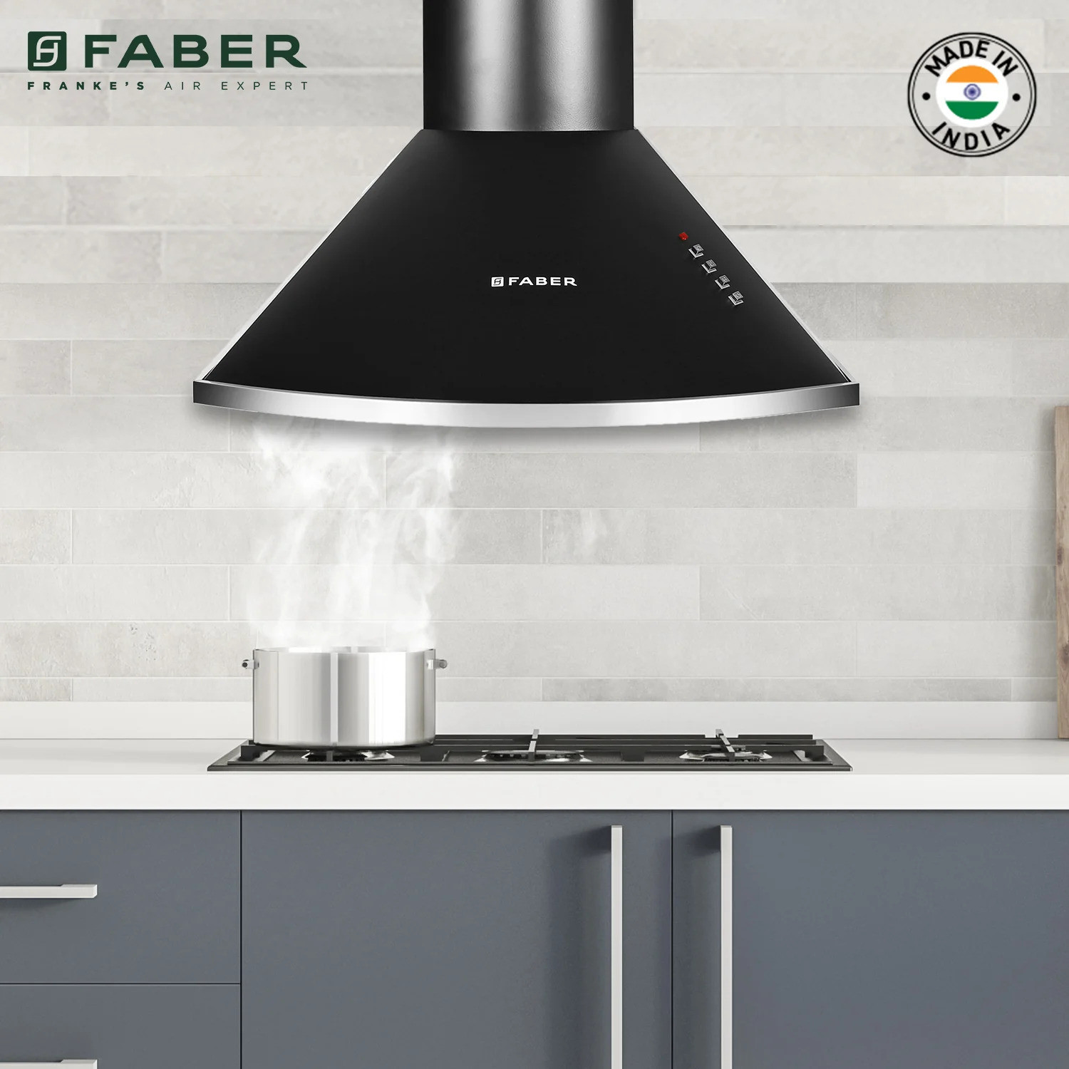 Image of FABER HOOD CLASS PRO PB BK LTW 60 Pyramid Shape 60cm|3 Layer Baffle filter|Powerful suction |Low Noise Wall Mounted Black 1000 CMH Chimney
