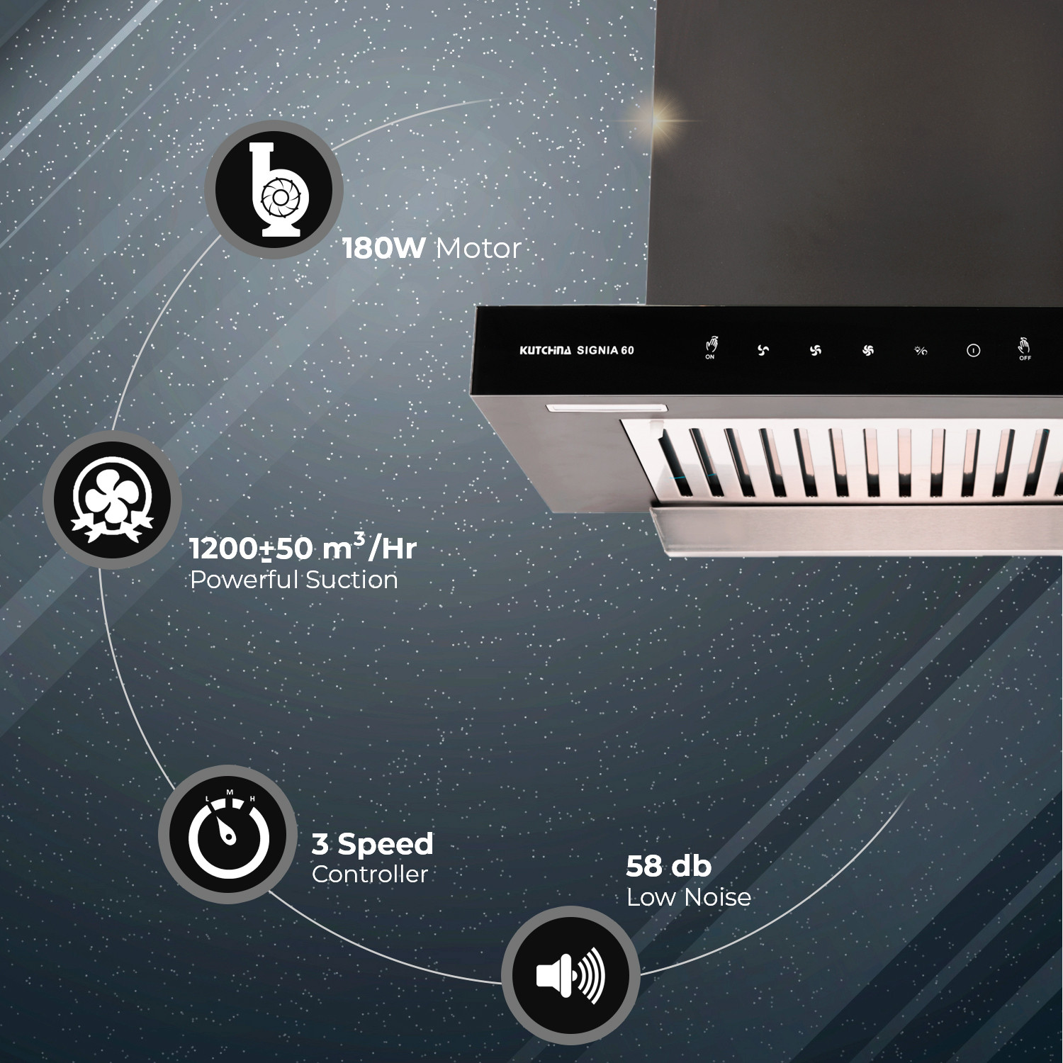 Image of Kutchina Signia 60 Auto Clean Wall Mounted NA 1200 CMH Chimney