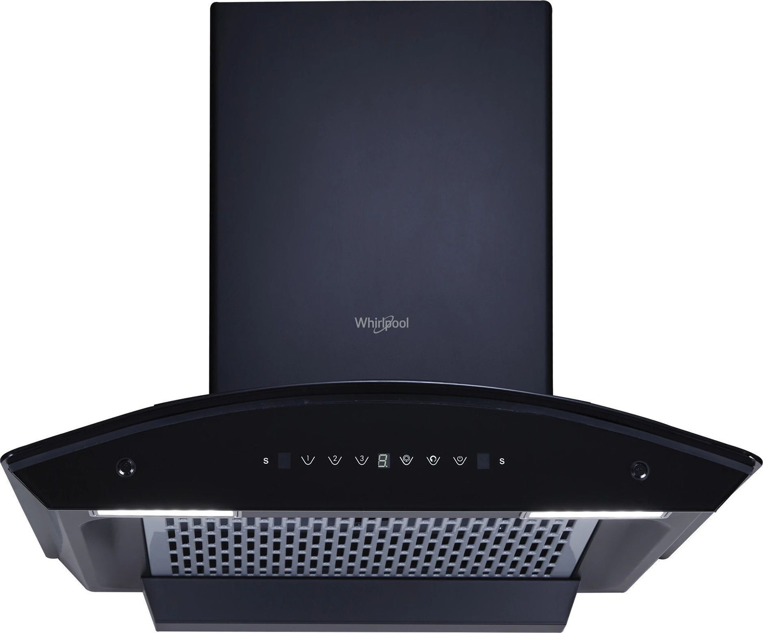 Image of Whirlpool CGFL PRO 604 HAC BK HOOD Auto Clean Curved Glass 60 cm| 11 Years Motor Warranty| Heat Autoclean| Gesture Control| Filterless|Powerful Suction | Low Noise Wall Mounted Black 1600 CMH Chimney