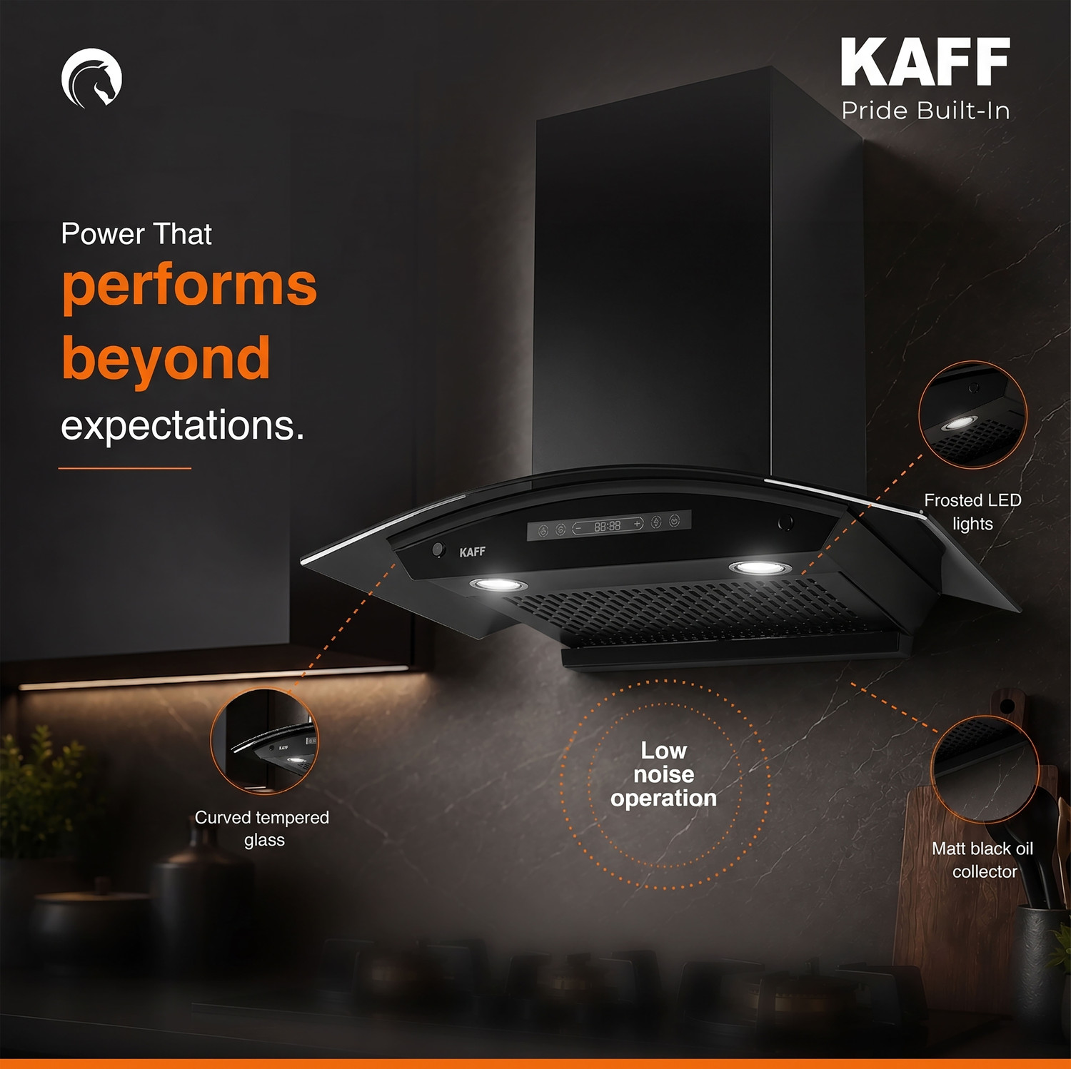 Image of Kaff KCF90-DC 1400 CMH 90 cm BLDC Low Noise, Filterless Easy Clean, Touch /Motion Sensor with Digital Display, Auto Clean Chimney