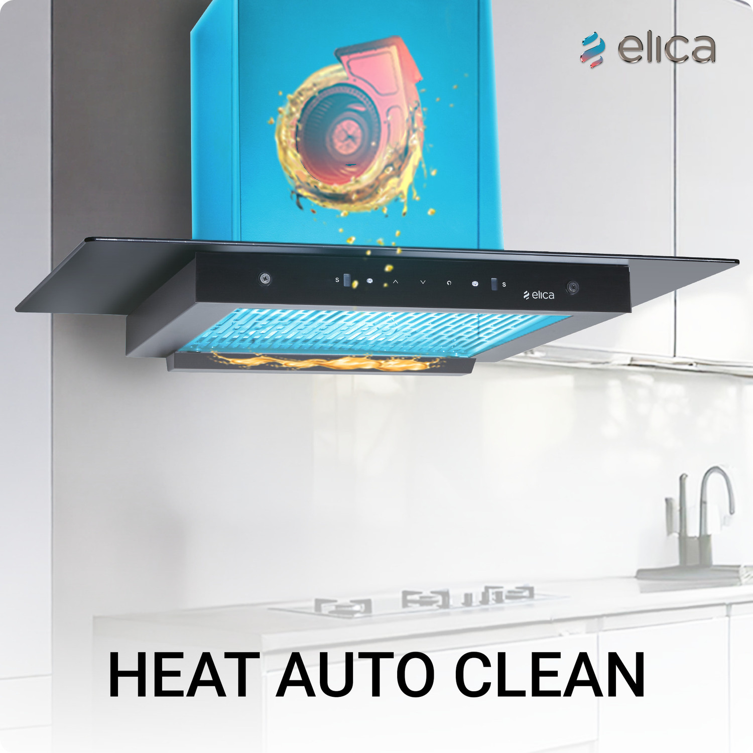 Image of Elica FLAT FL 750 HAC LTW MS NERO 1500 CMH 75 cm Auto Clean Chimney