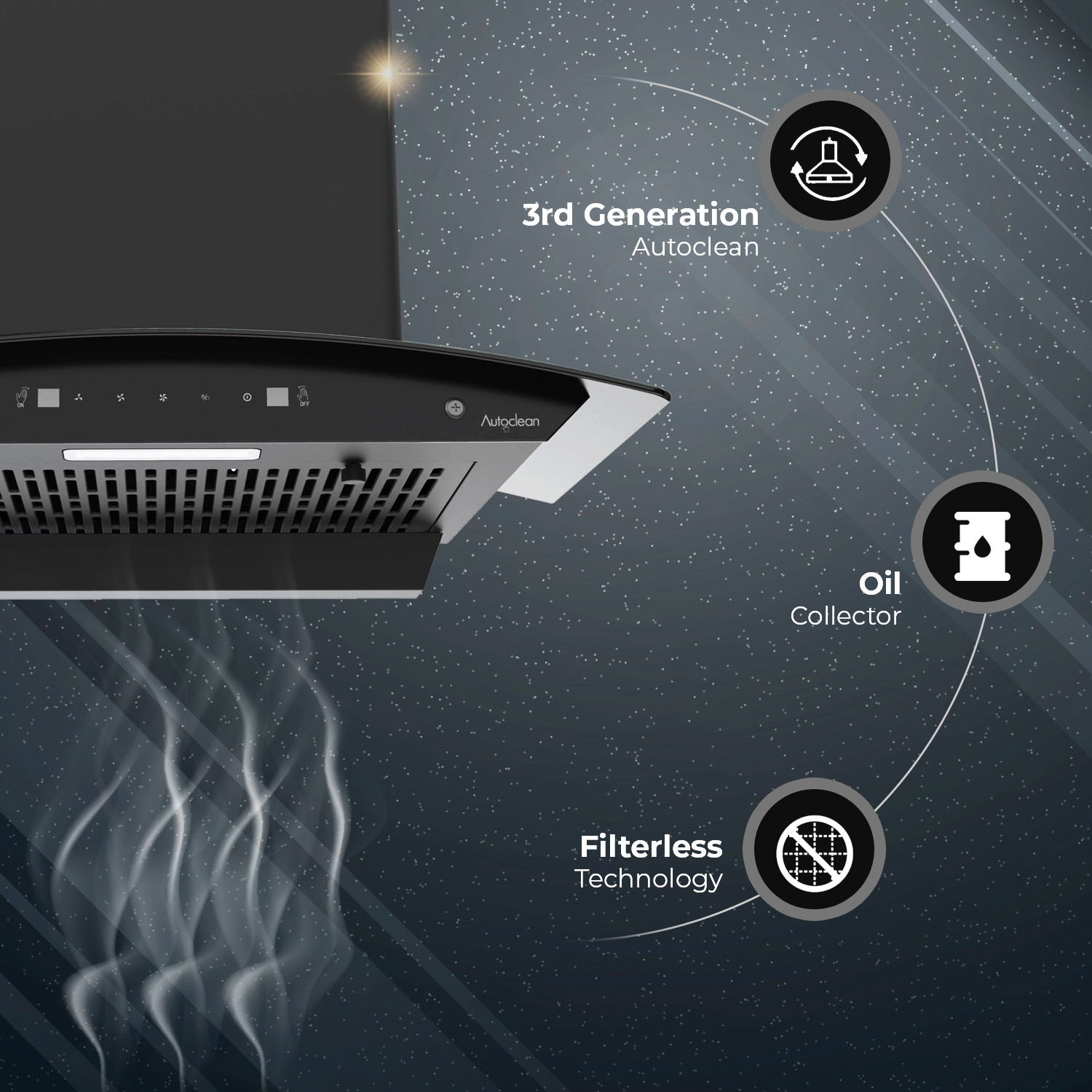 Image of Kutchina Scott 90 Auto Clean Wall Mounted Black 1200 CMH Chimney