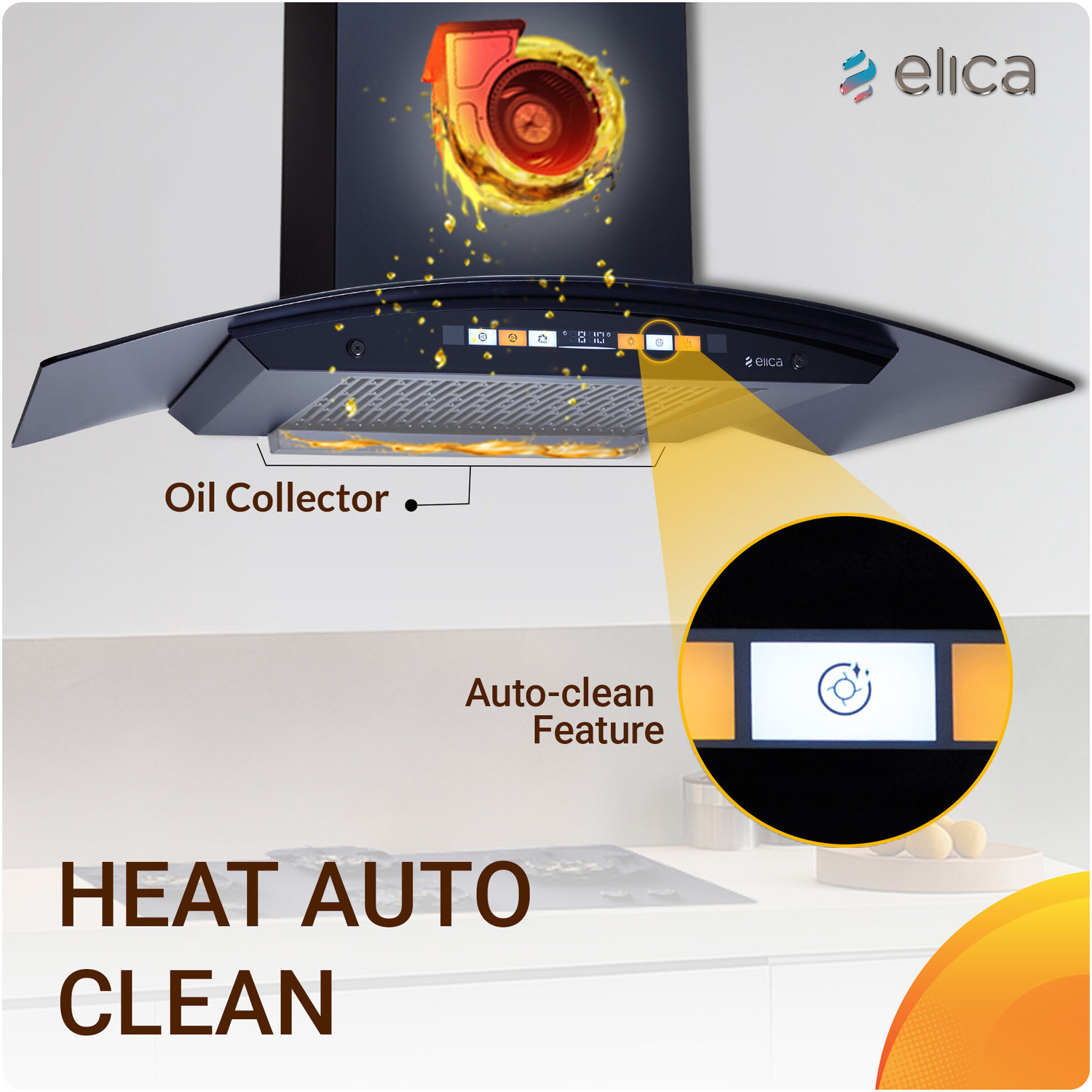 Image of Elica WD HS ORG FL 900 HAC LTW MS NERO 1600 CMH 90 cm Auto Clean Chimney