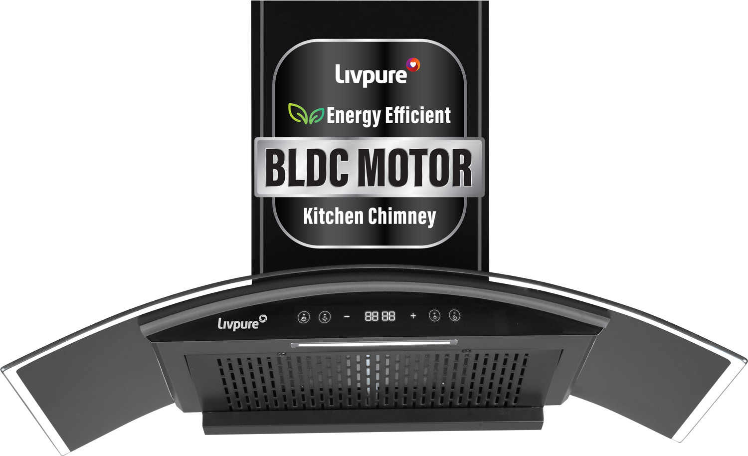 Image of LIVPURE ETERNA-BLDC-90-FL-HAC Auto Clean Wall Mounted Black 1400 CMH Chimney