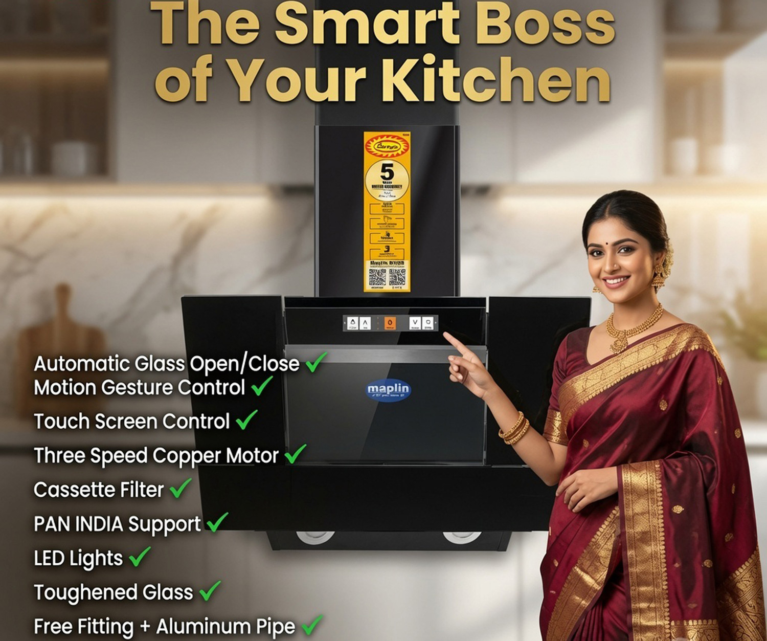 Image of SURYA Boss-Auto 60 cm 1400 CMH 60 cm Chimney