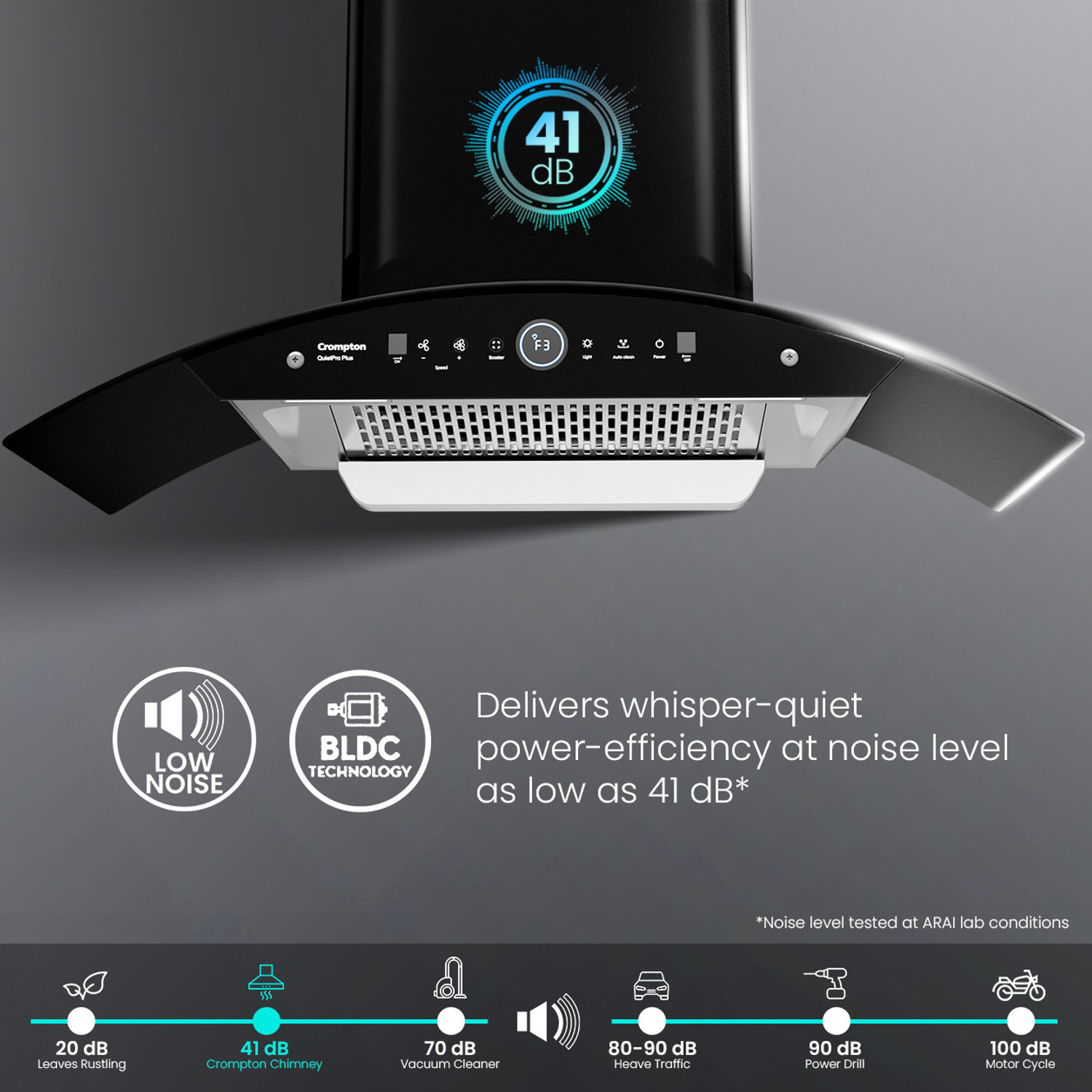 Image of Crompton CHD-QPPC90FLE-IND Auto Clean Wall Mounted Black 1660 CMH Chimney