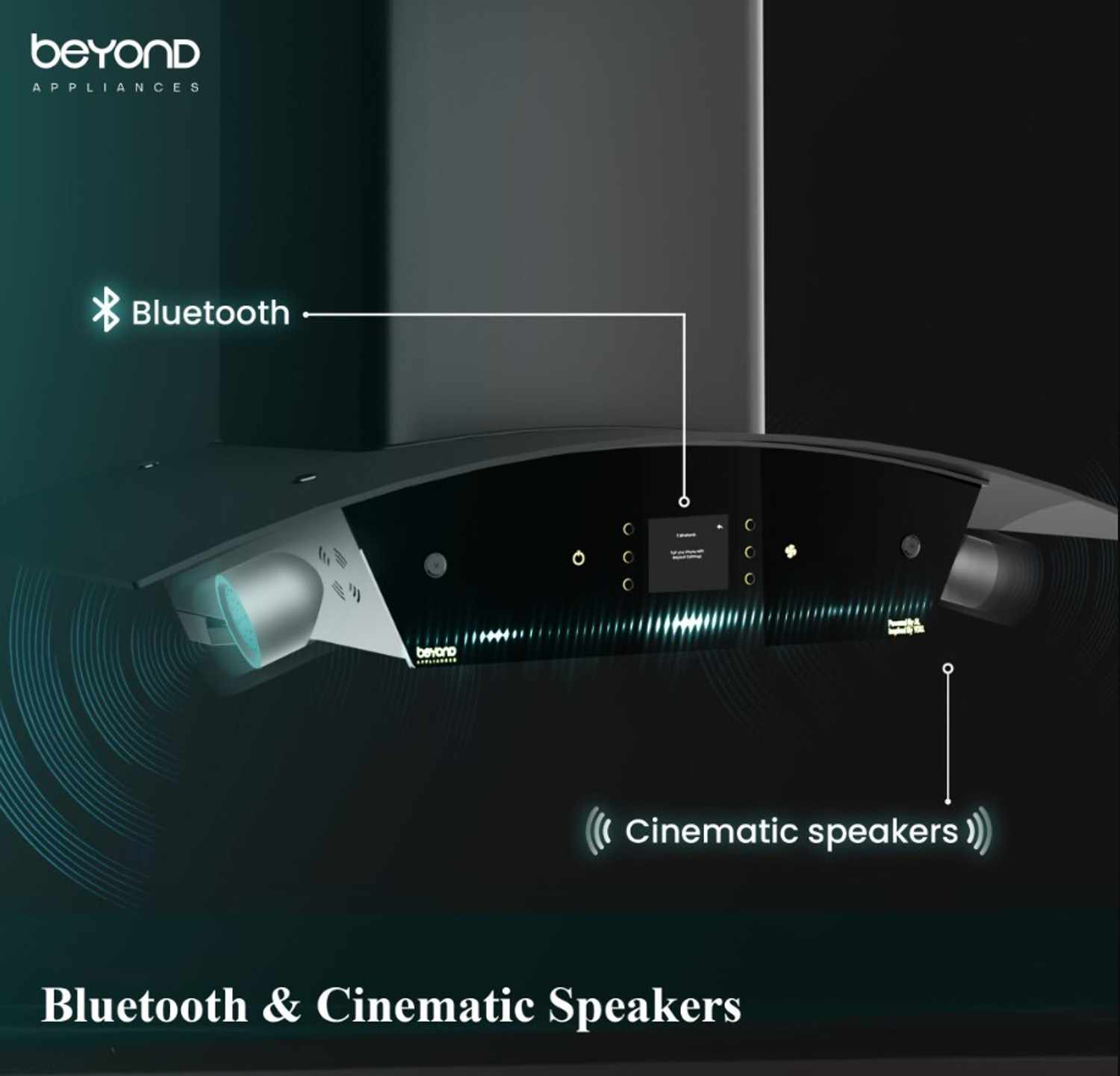 Image of Beyond Appliances Arista 90cm Smart Chimney 1408 CMH 90 cm Filterless |Motion Sensor & Speakers | Touch Control | Radio | Whistle Counter |AI Chimney Auto Clean Chimney