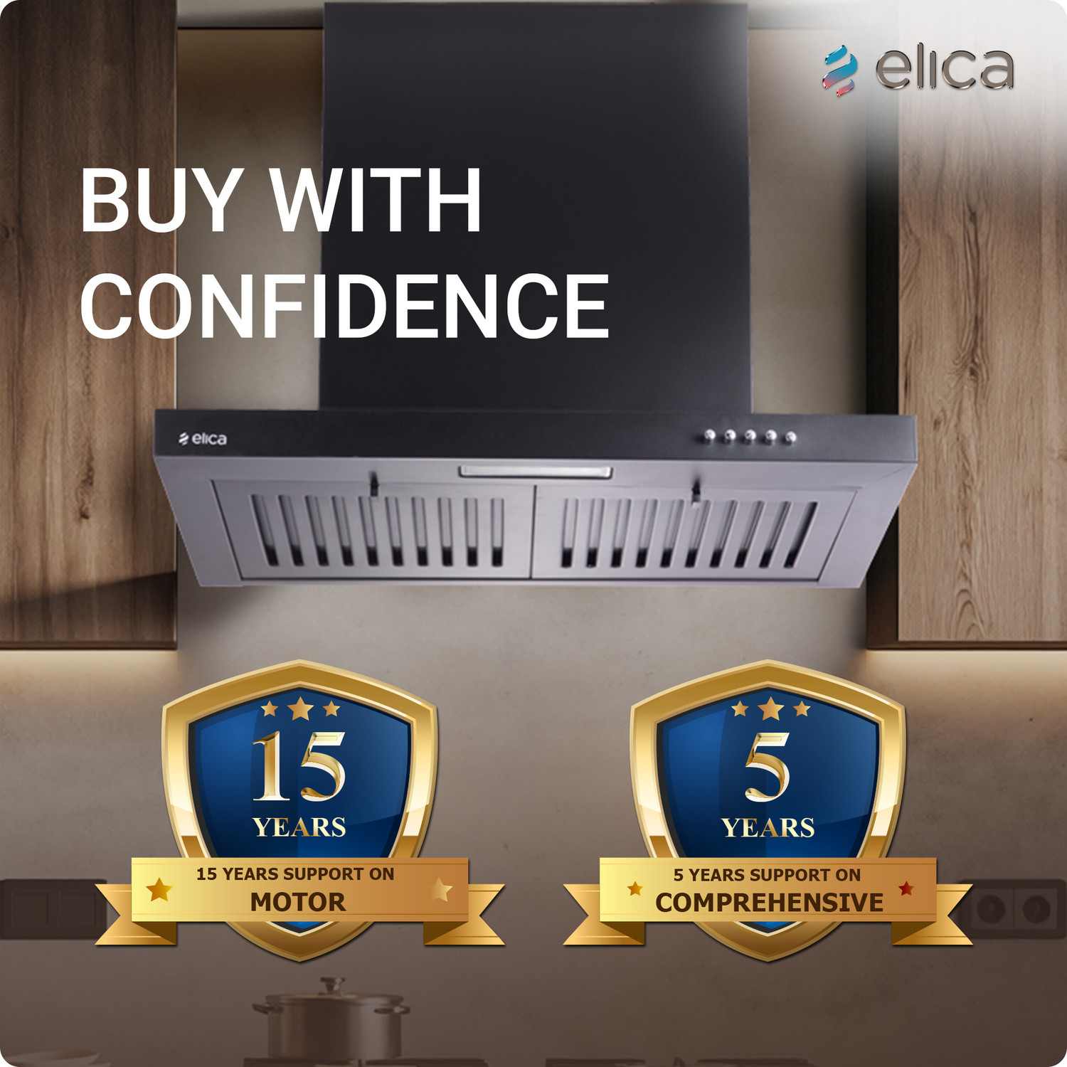 Image of Elica SPT H4 60 PB BF LTW NERO 1600 CMH 60 cm Chimney