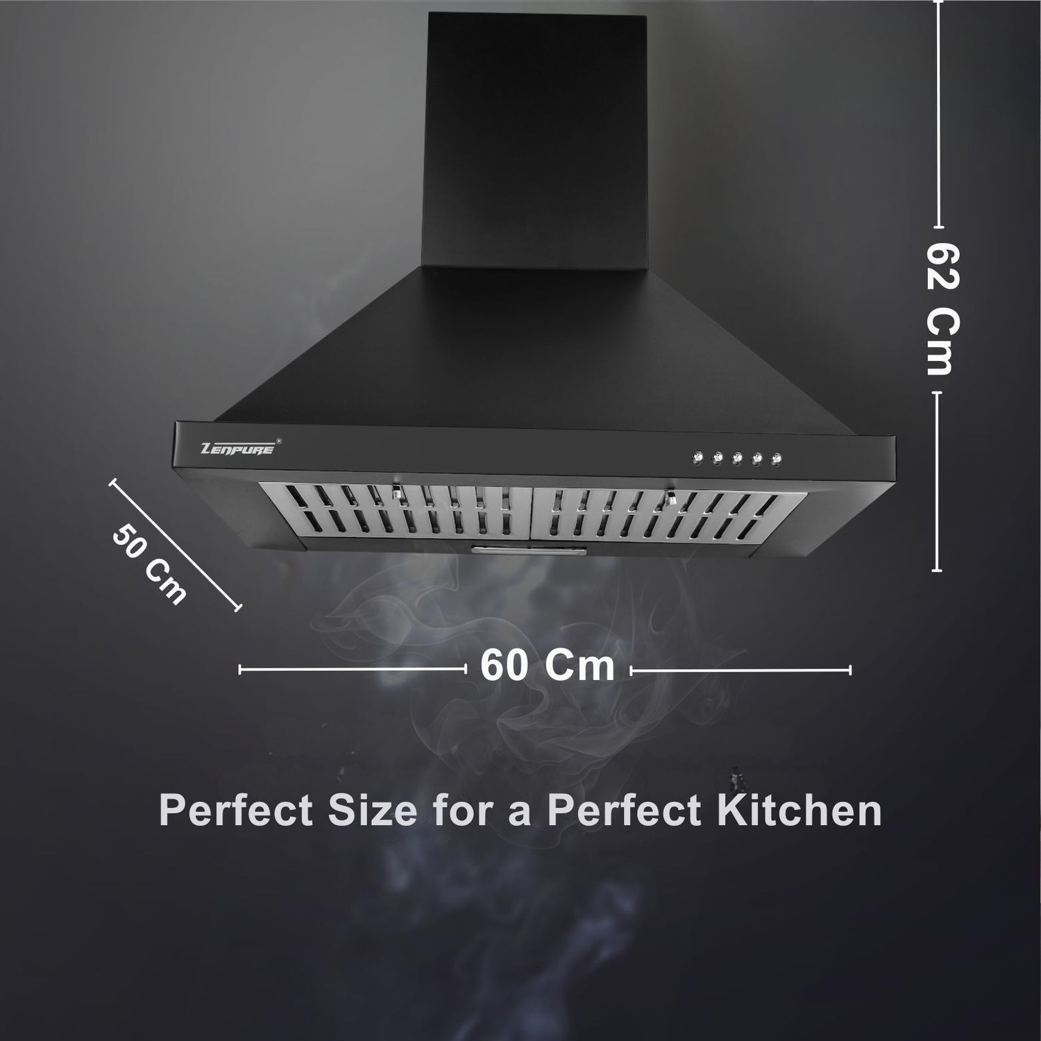Image of ZENPURE Venus Pro Hood Pyramid Shape 1050 CMH 60 cm Filterless Push Button Powerful Suction With Led Light Low Noise Chimney