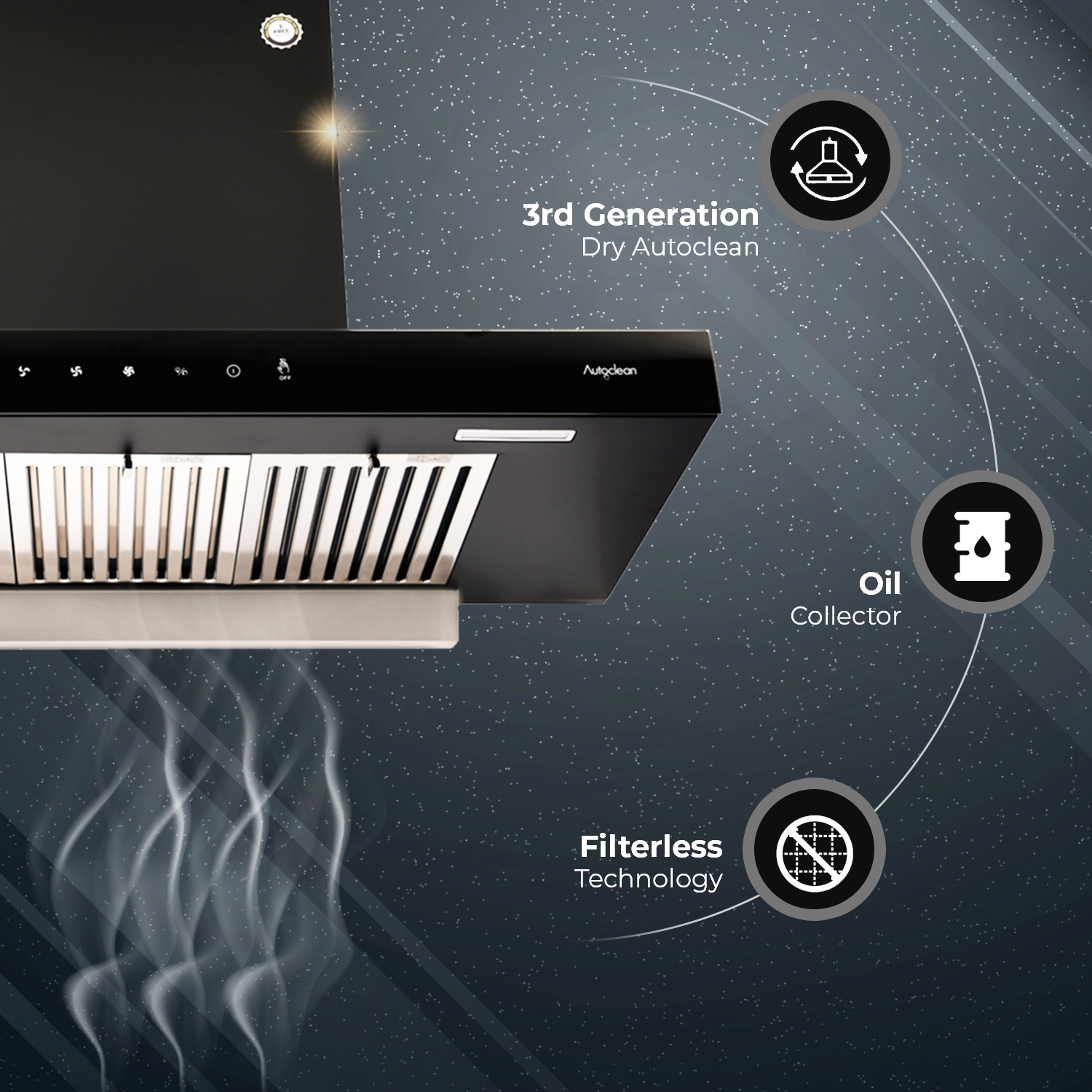 Image of Kutchina SIGNIA 90 Auto Clean Wall Mounted black 1250 CMH Chimney