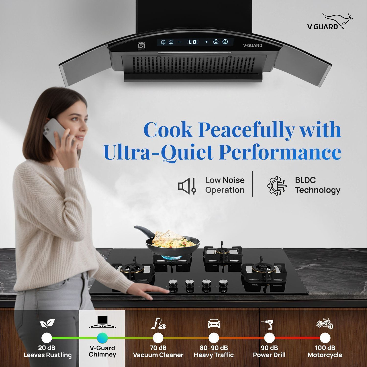 Image of V-Guard BX 90 BLDC 90 cm 1500 CMH 90 cm Auto Clean Chimney