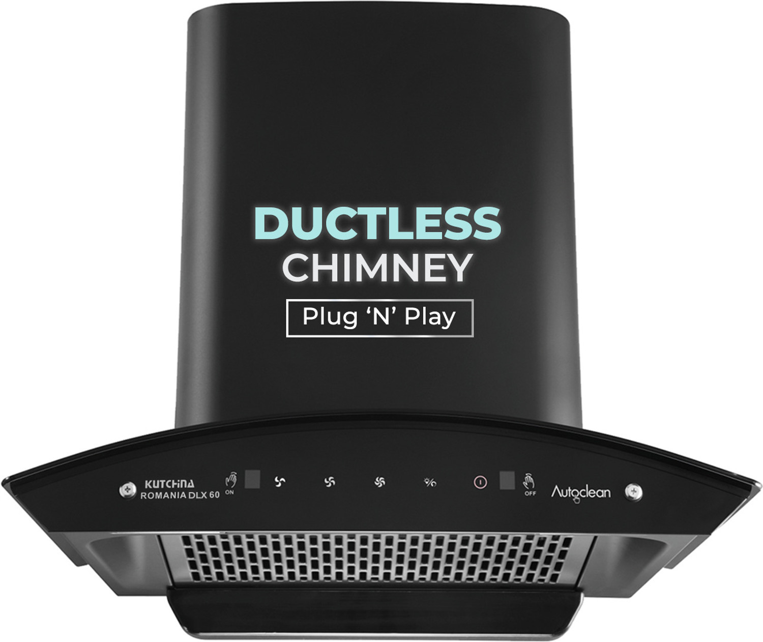 Image of Kutchina Romania DLX 60 1300 CMH 60 cm Ductless Plug & Play Touch & Wave Sensor Control Auto Clean Chimney Auto Clean Chimney