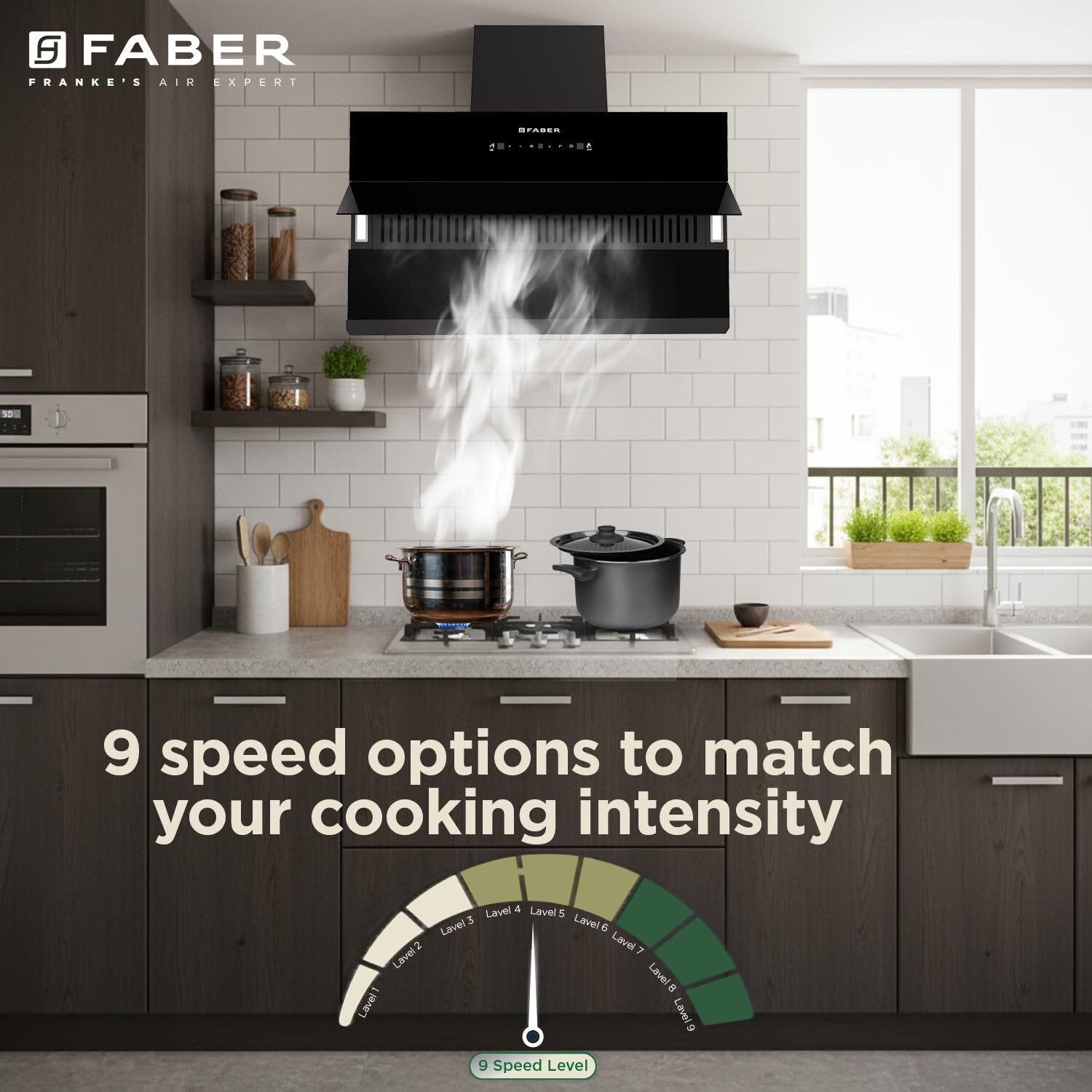 Image of FABER HOOD ENERGY BLDC FL SC HC BK IN 90 1500 CMH 90 cm Auto Clean Chimney