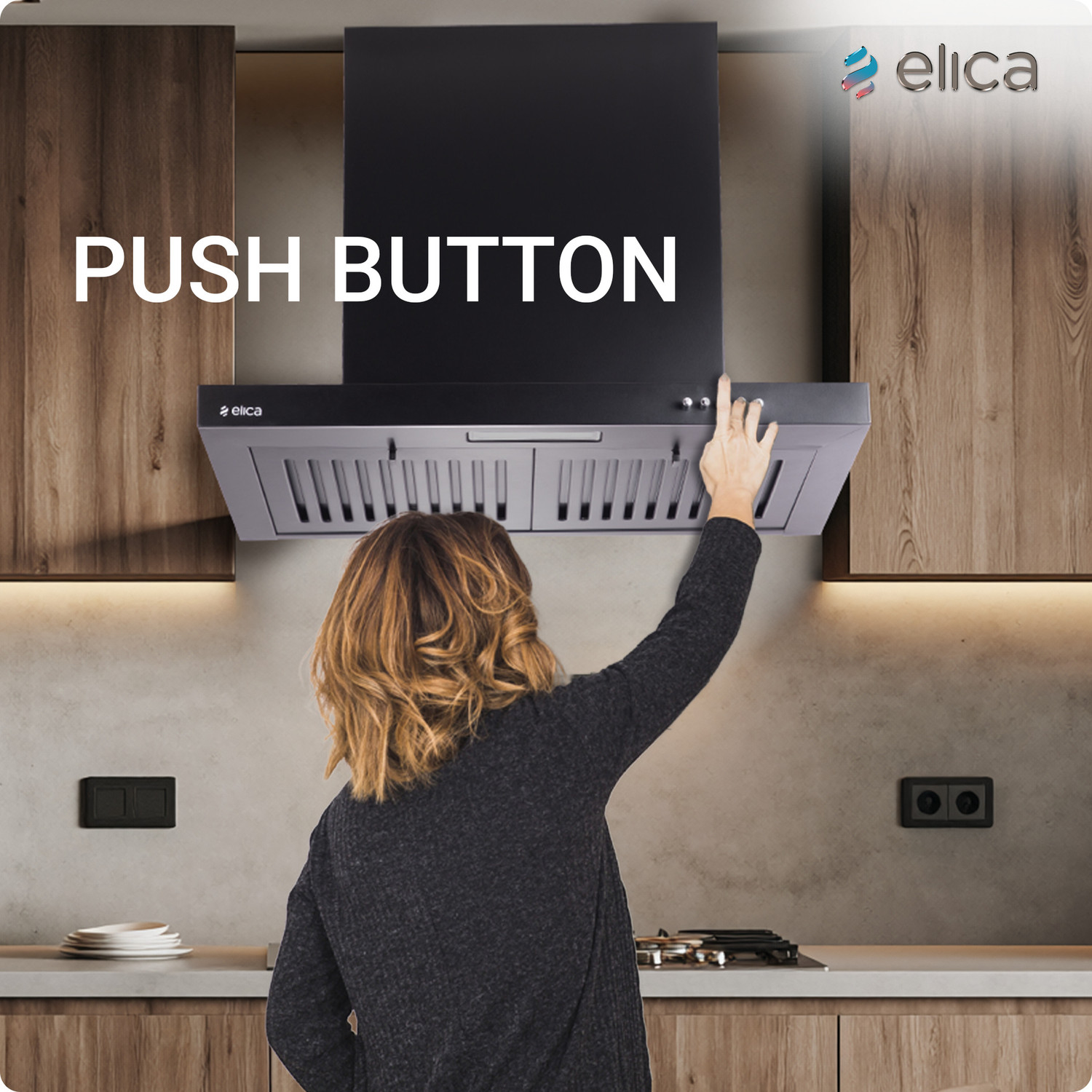 Image of Elica SPT H4 60 PB BF LTW NERO 1600 CMH 60 cm Chimney