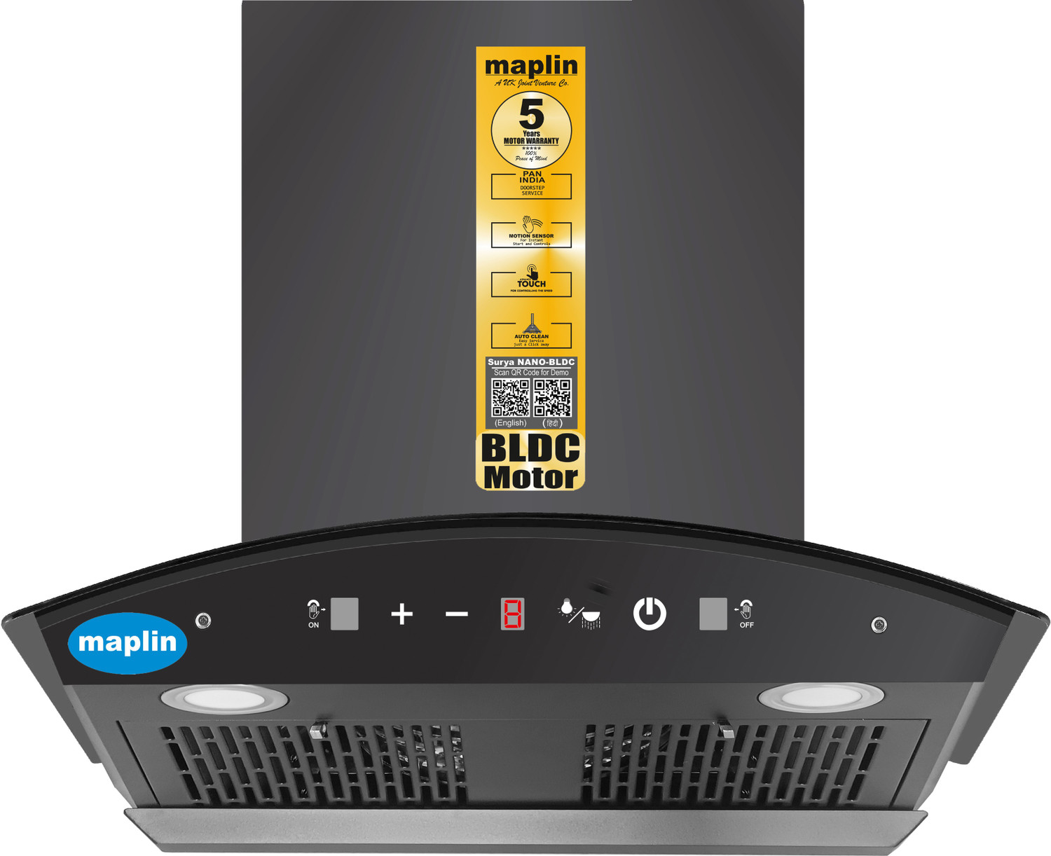 Image of Maplin Nadia BLDC Filter-less 5 Yr Warranty 1800 CMH 60 cm Auto Clean Chimney