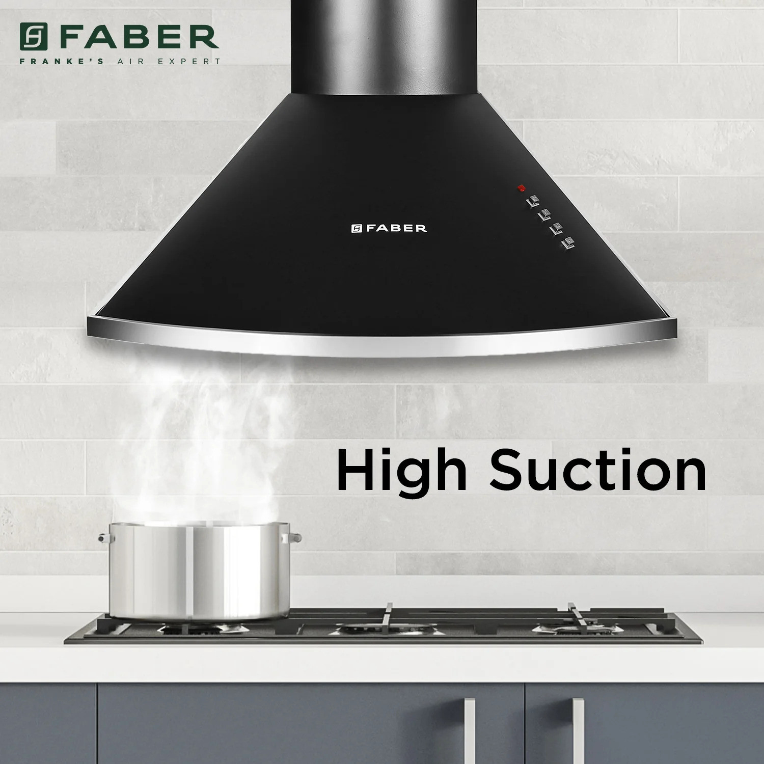 Image of FABER HOOD CLASS PRO PB BK LTW 60 Pyramid Shape 60cm|3 Layer Baffle filter|Powerful suction |Low Noise Wall Mounted Black 1000 CMH Chimney