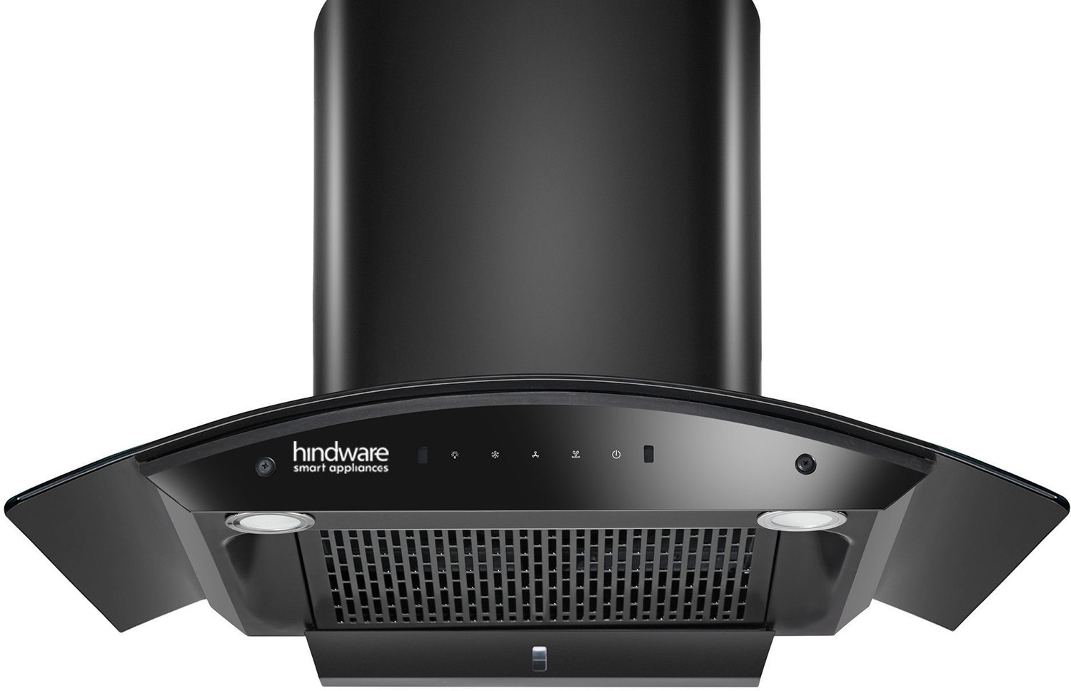Image of Hindware Smart Appliances Ripple Blk Plus Autoclean 75 IN Auto Clean Curved Glass | Filterless | Touch Control | Motion Sensor | 10 Years Motor Warranty | Energy Efficient LED Light | Powerful Suction | Wall Mounted Black 1500 CMH Chimney