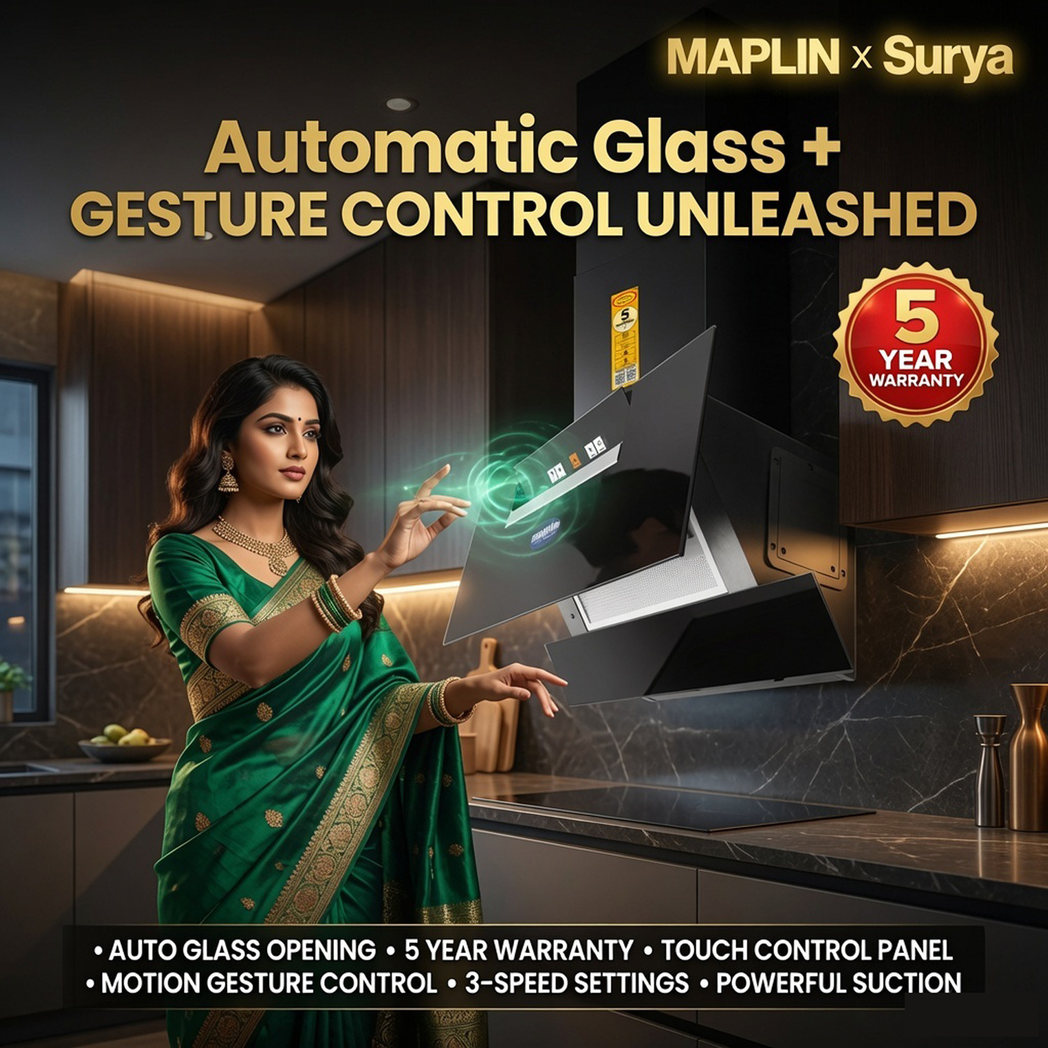 Image of SURYA Boss-Auto 60 cm 1400 CMH 60 cm Chimney