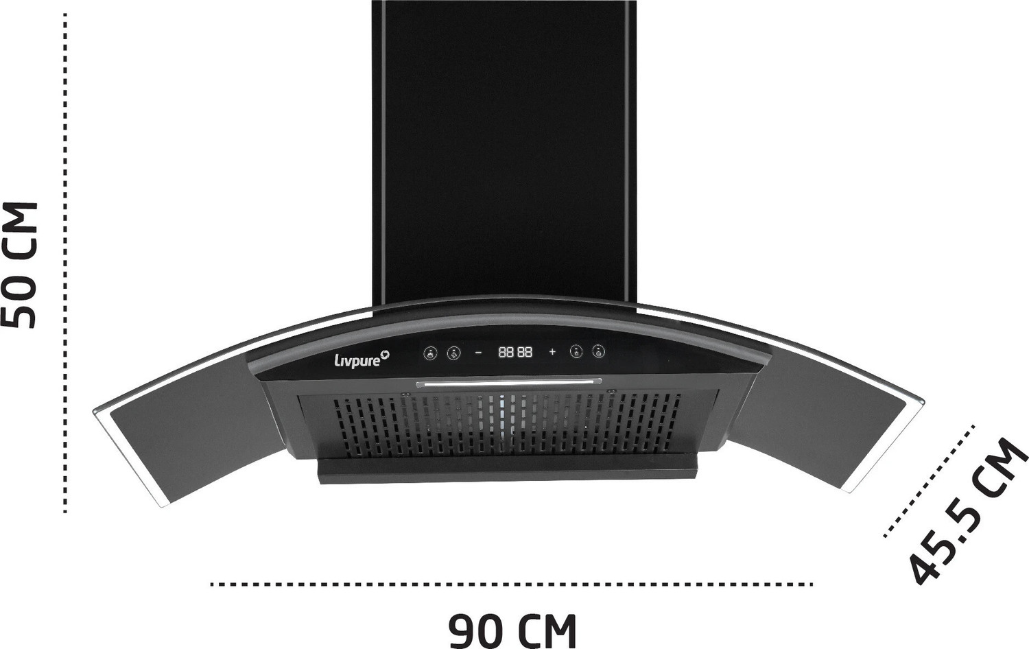 Image of LIVPURE ETERNA-BLDC-90-FL-HAC Auto Clean Wall Mounted Black 1400 CMH Chimney