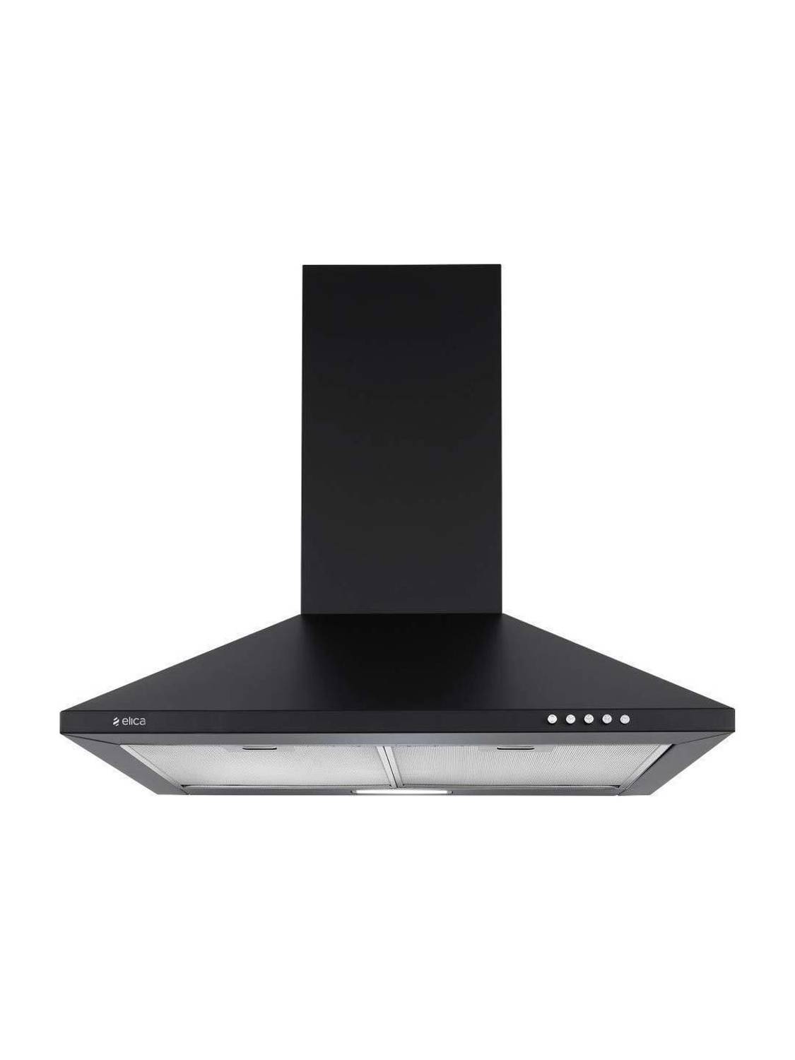 Elica Strip CF 60 Nero 880 CMH 60 cm Pyramid Shape 60cm| 3 Layer Mesh filter|Powerful suction |Low Noise |LED Lamp | Push Button Control Chimney