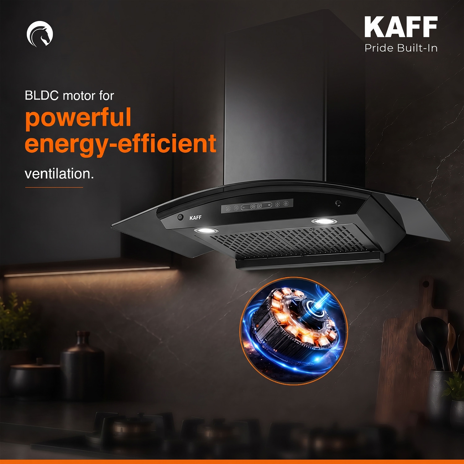 Image of Kaff KCF90-DC 1400 CMH 90 cm BLDC Low Noise, Filterless Easy Clean, Touch /Motion Sensor with Digital Display, Auto Clean Chimney