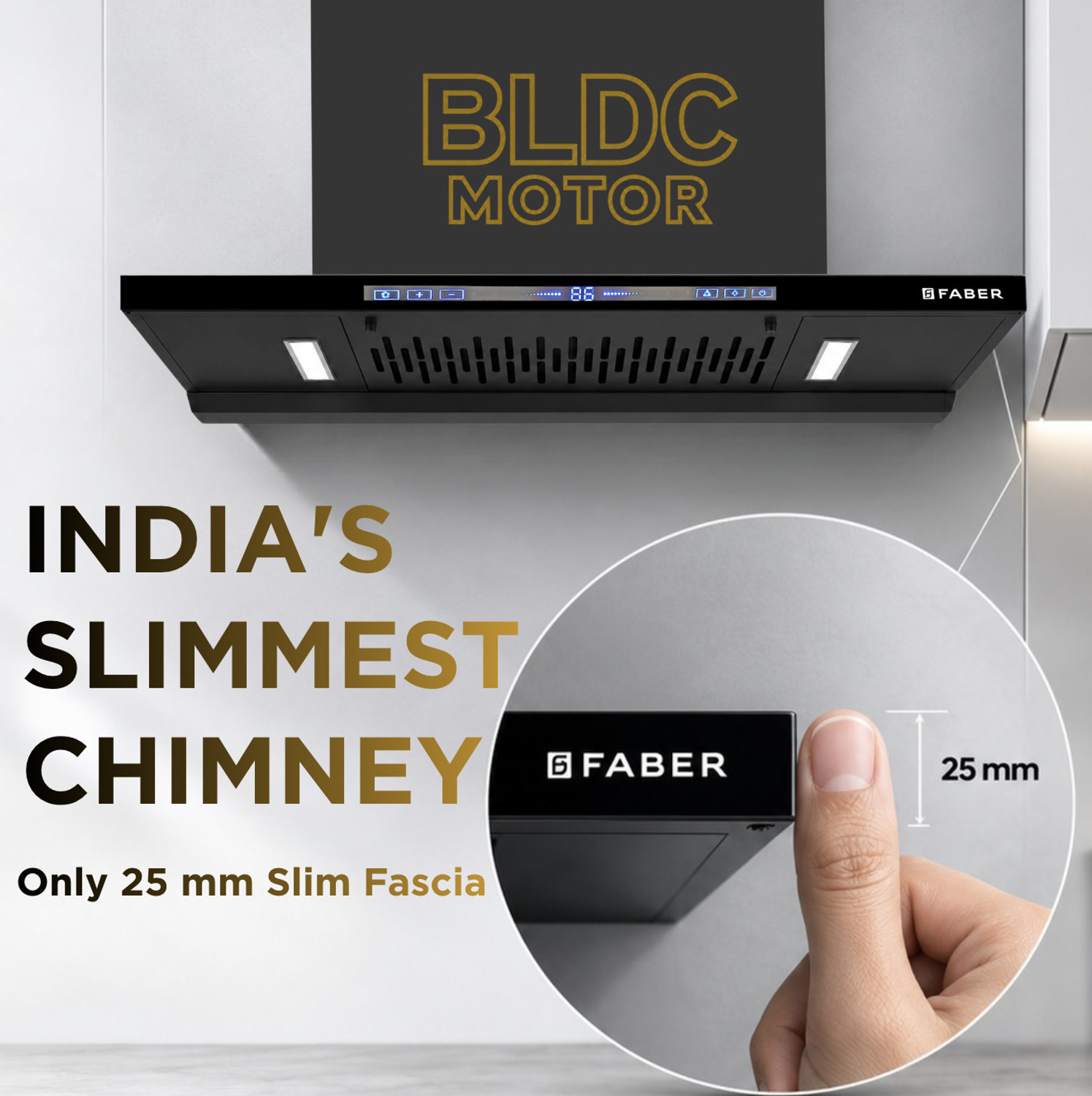 Image of FABER HOOD SLIMX HC SC FL BK BLDC IN 75-T 1500 CMH 75 cm Auto Clean Chimney