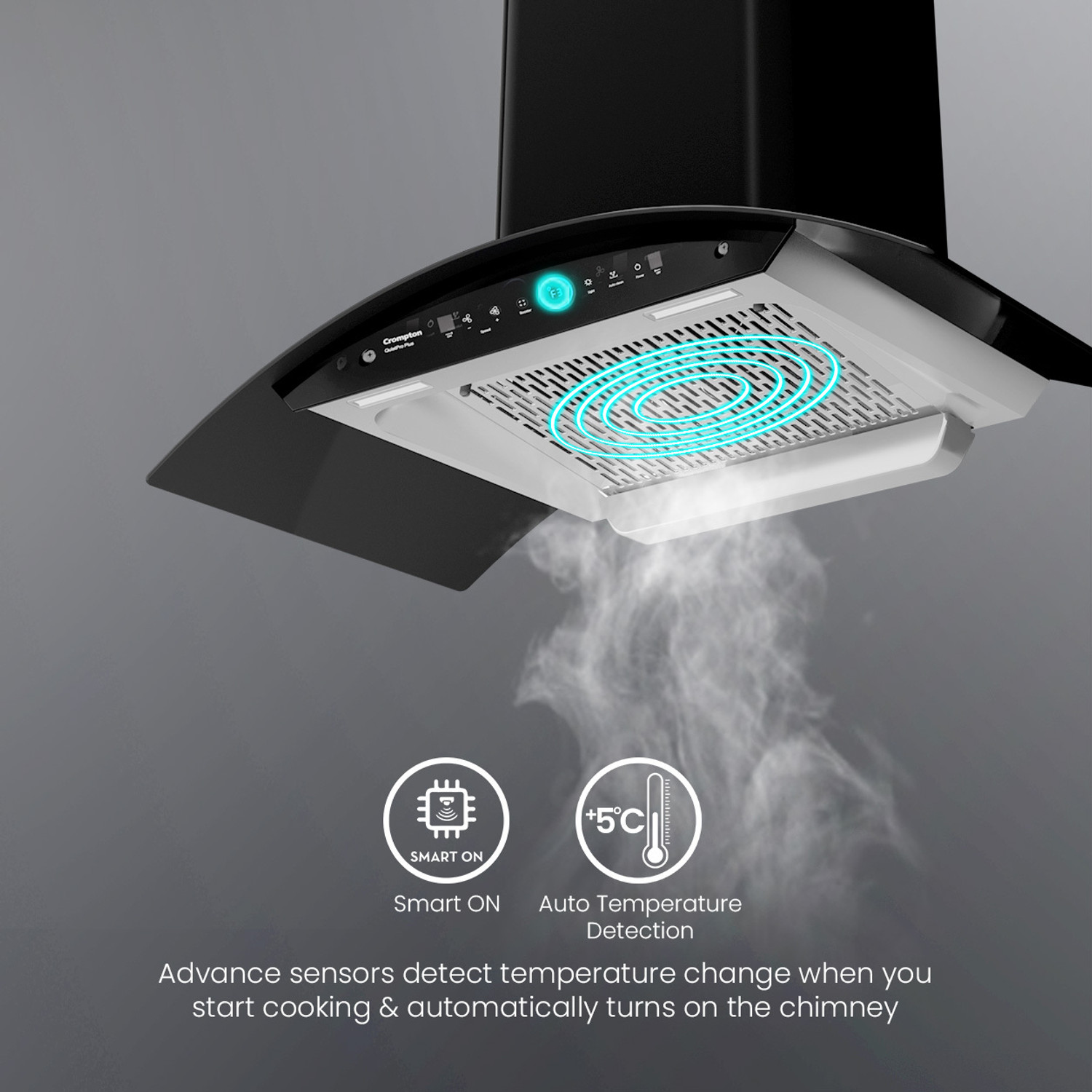 Image of Crompton CHD-QPPC90FLE-IND Auto Clean Wall Mounted Black 1660 CMH Chimney