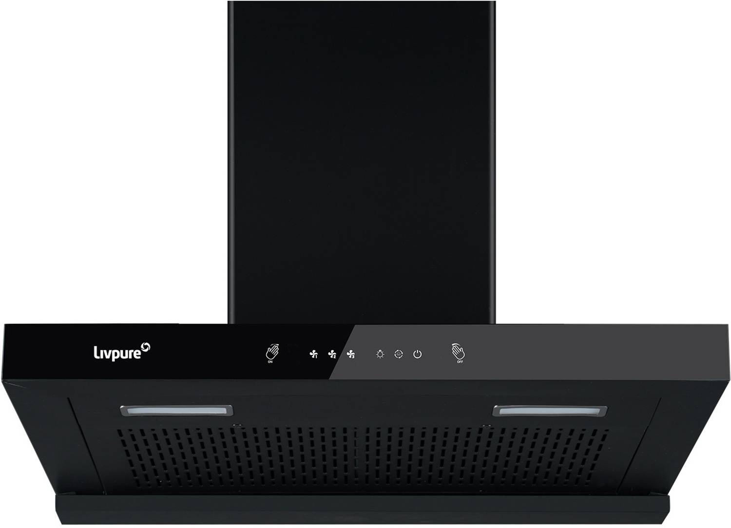 LIVPURE Evora-90 1450 CMH 90 cm T-Shape 90 cm | 10 Years Motor Warranty| Heat Autoclean| Gesture Control|Filterless| Powerful Suction | Low Noise Auto Clean Chimney