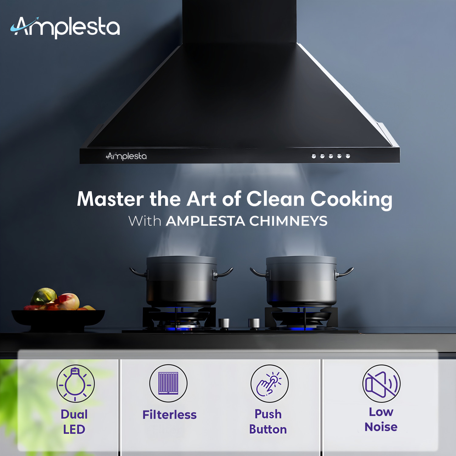 Image of Amplesta Filterless Pyramid shaped, 1150 cmh, 3 speed 1150 CMH 60 cm Chimney