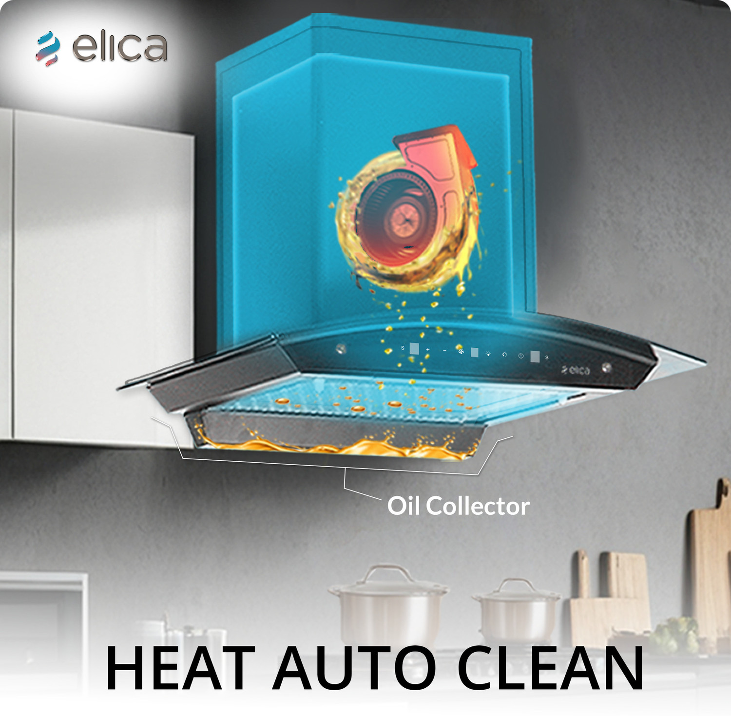 Image of Elica WDFL 750 BLDC HAC LTW MS NERO 1500 CMH 75 cm Auto Clean Chimney