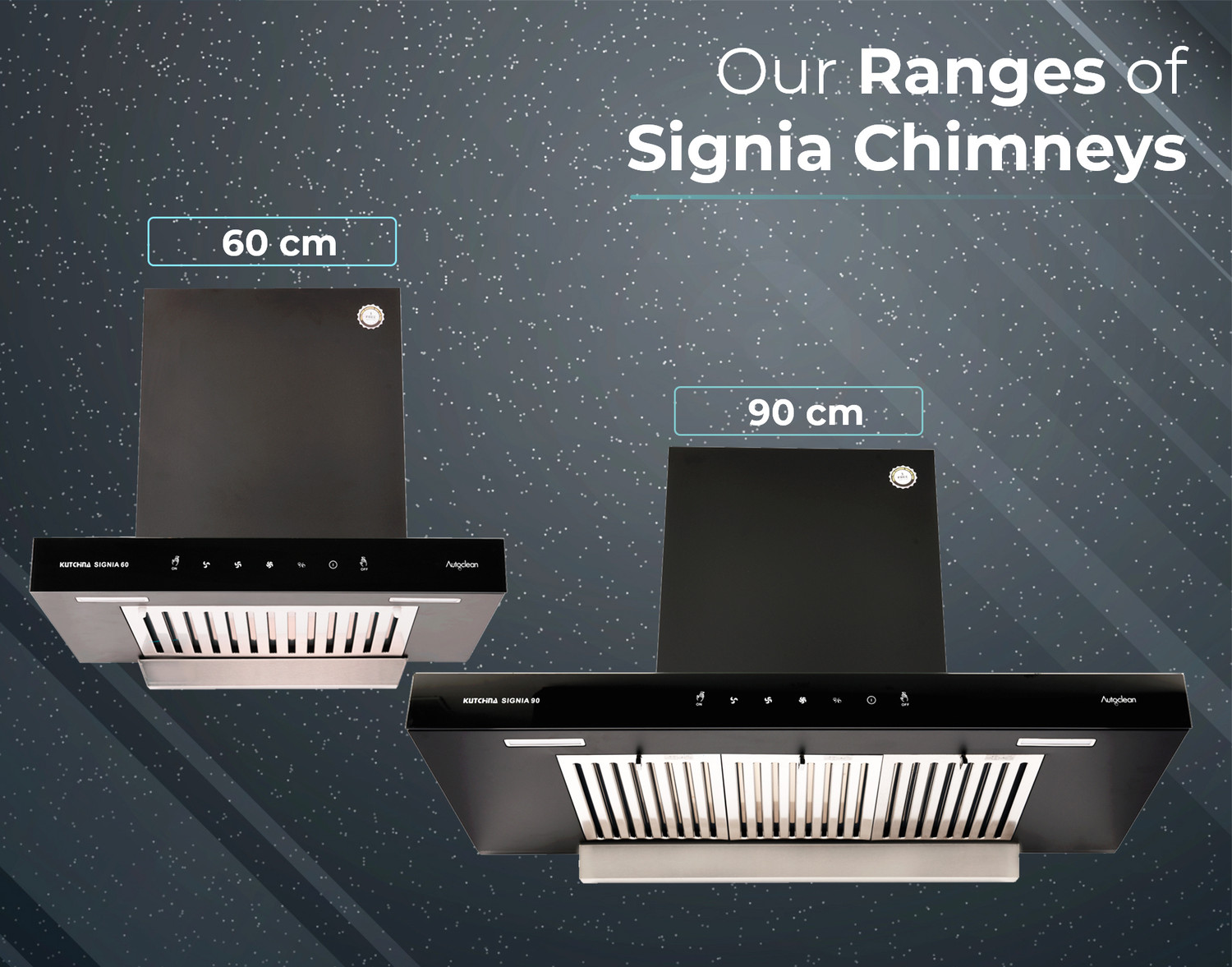 Image of Kutchina SIGNIA 90 Auto Clean Wall Mounted black 1250 CMH Chimney