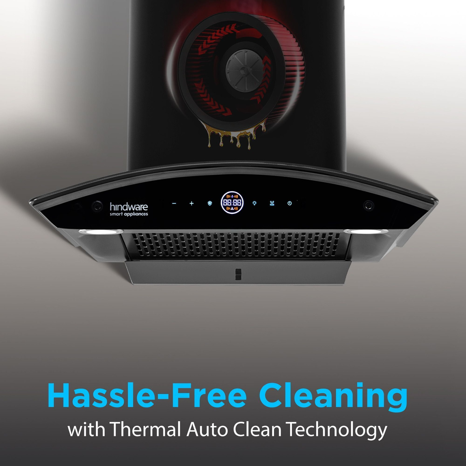 Image of Hindware Smart Appliances Nadia BLDC 60 IN Auto Clean Wall Mounted Black 1600 CMH Chimney
