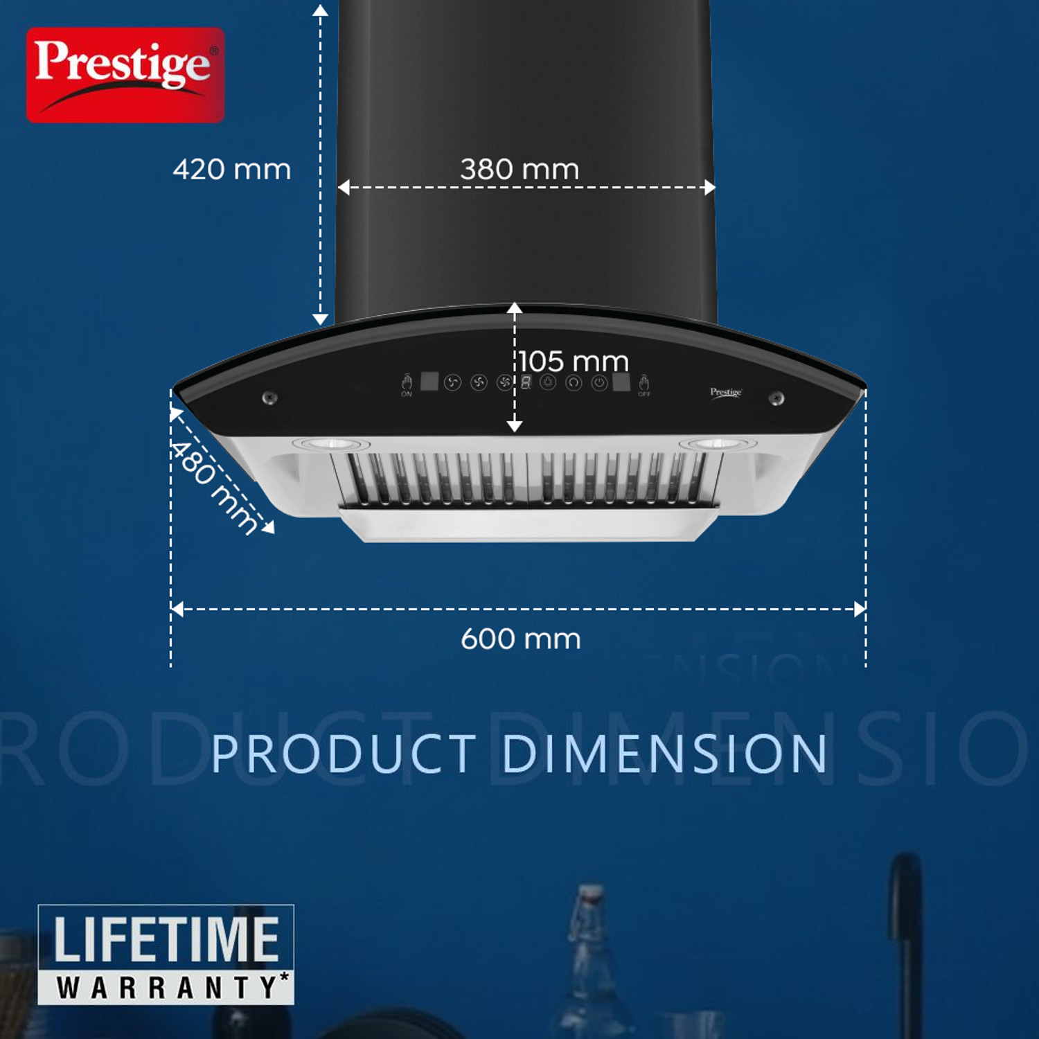Image of Prestige 42331 1200 CMH 60 cm Auto Clean Chimney