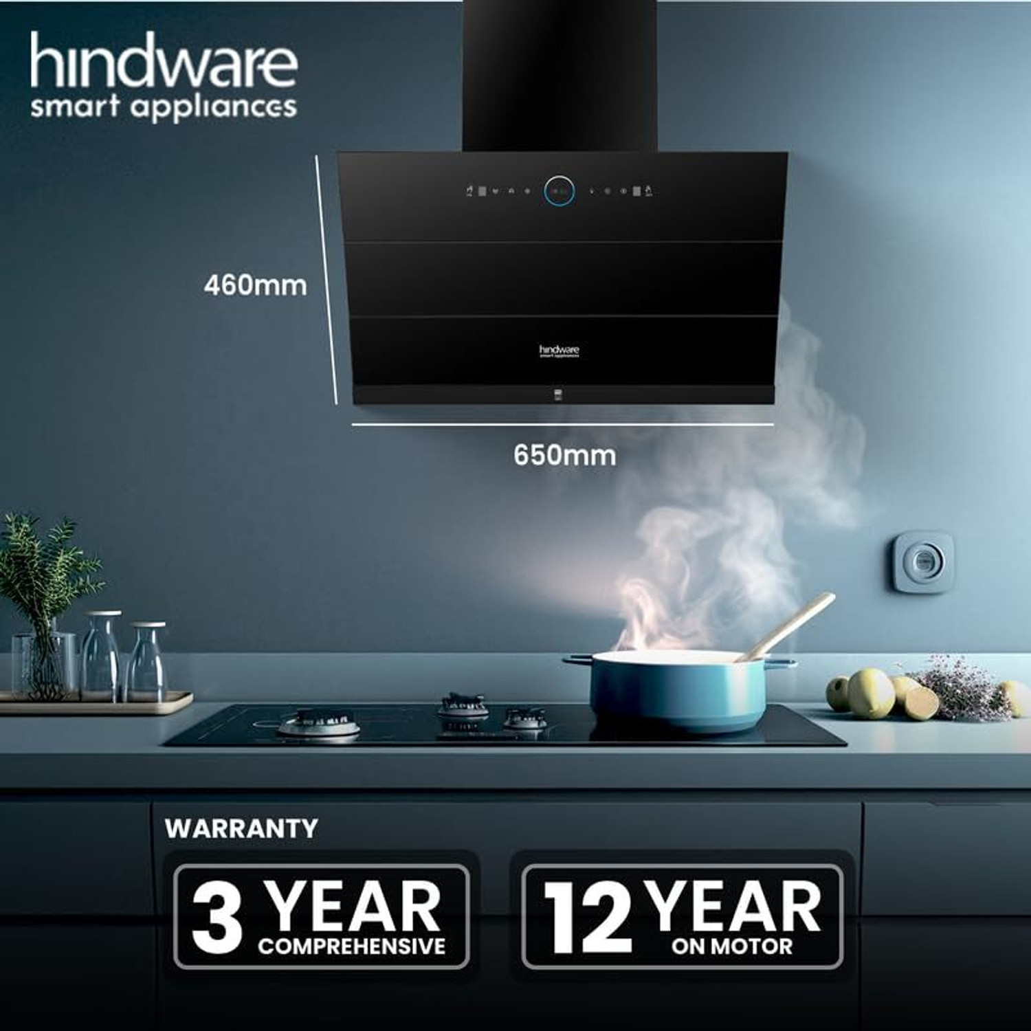 Image of Hindware Smart Appliances Skyla Neo BLDC 60 CM 1500 CMH 60 cm Auto Clean Chimney