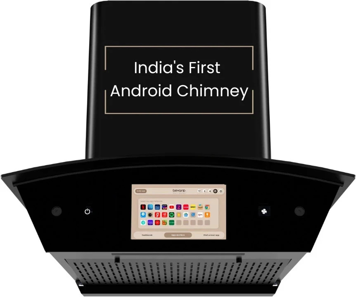 Image of Beyond Appliances Asteria 60cm Android Chimney Filter-Less Auto Clean Filterless |Smart Screen & Speaker | Touch Control | Android Chimney Wall Mounted Black 1408 CMH Chimney