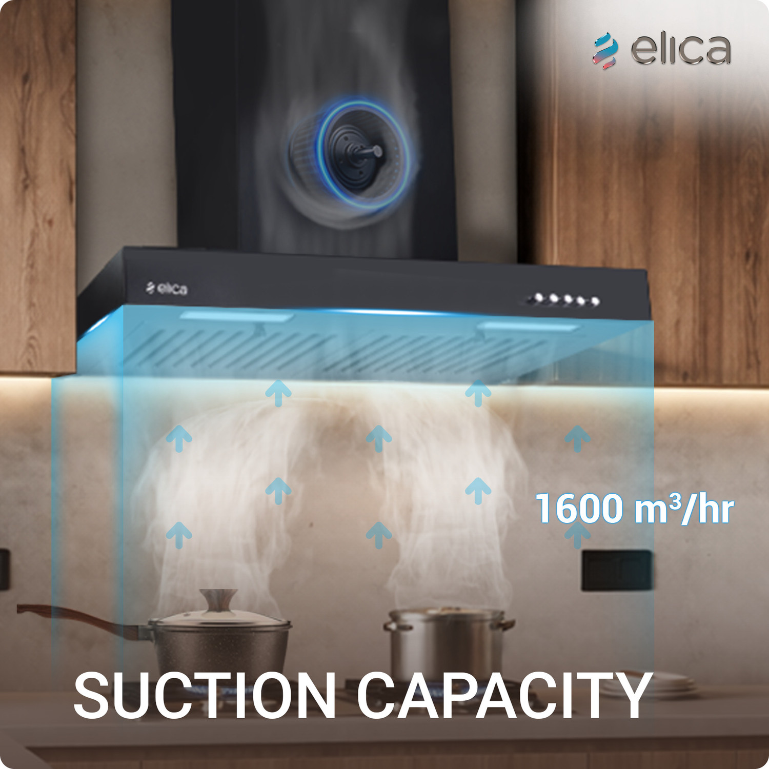 Image of Elica SPT H4 60 PB BF LTW NERO 1600 CMH 60 cm Chimney