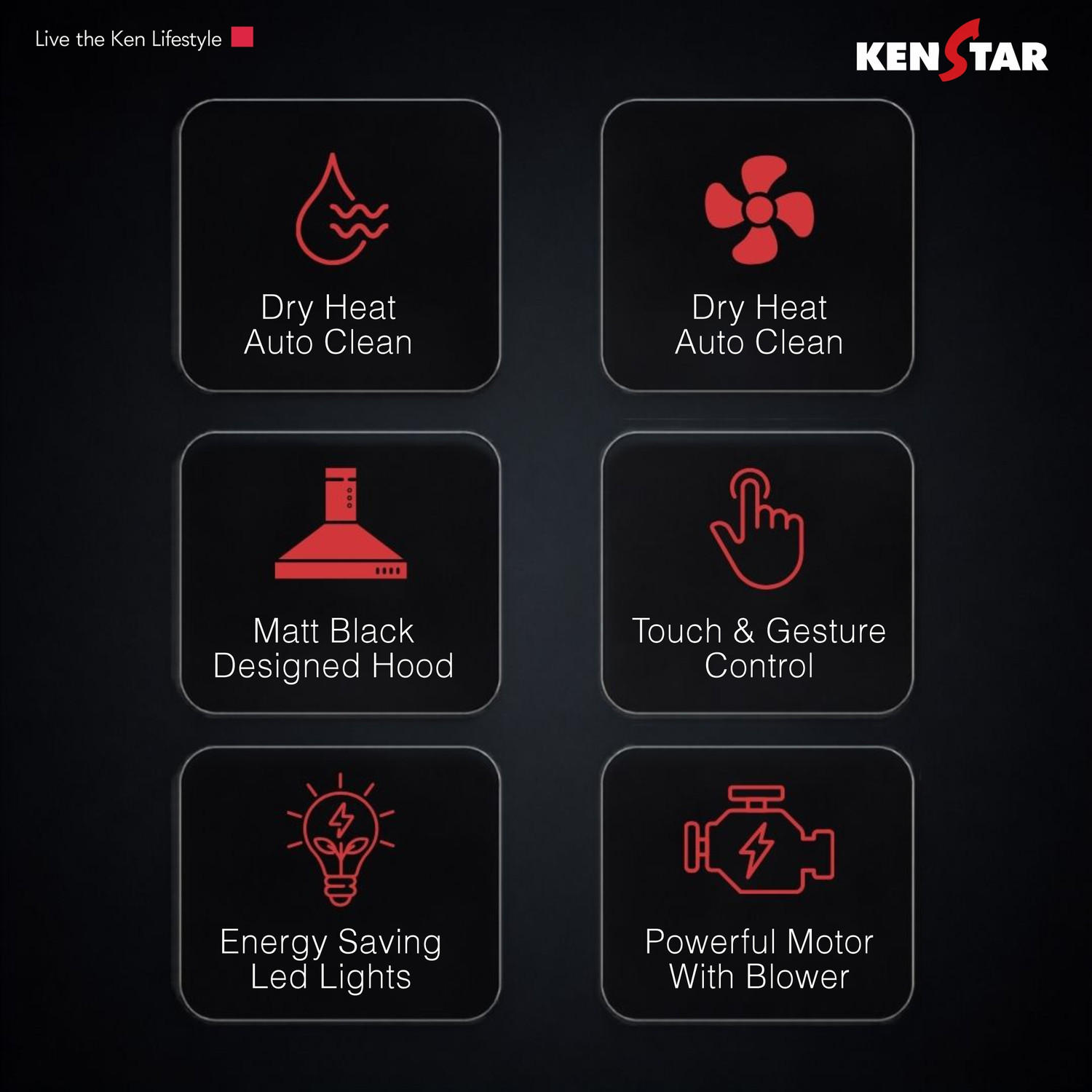 Image of Kenstar Smoke Zero 60 1300 CMH 60 cm | Curved Glass | Filterless | 3 Speed Motion Sensor with Touch Controls | Powerful Suction | Outer Oil Collector | Energy Saving LED Lights | Auto Clean Chimney