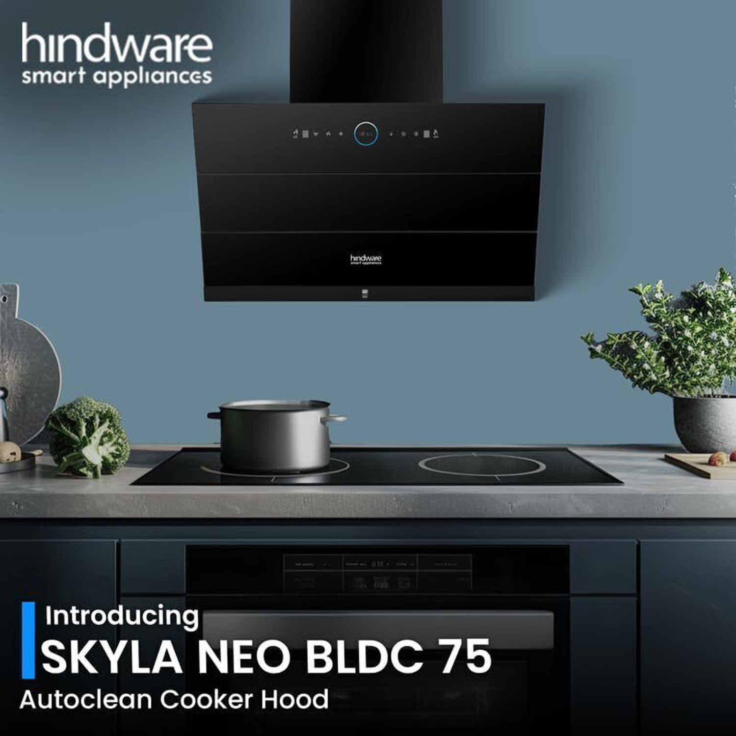 Image of Hindware Smart Appliances Skyla Neo BLDC 75 1500 CMH 75 cm Auto Clean Chimney