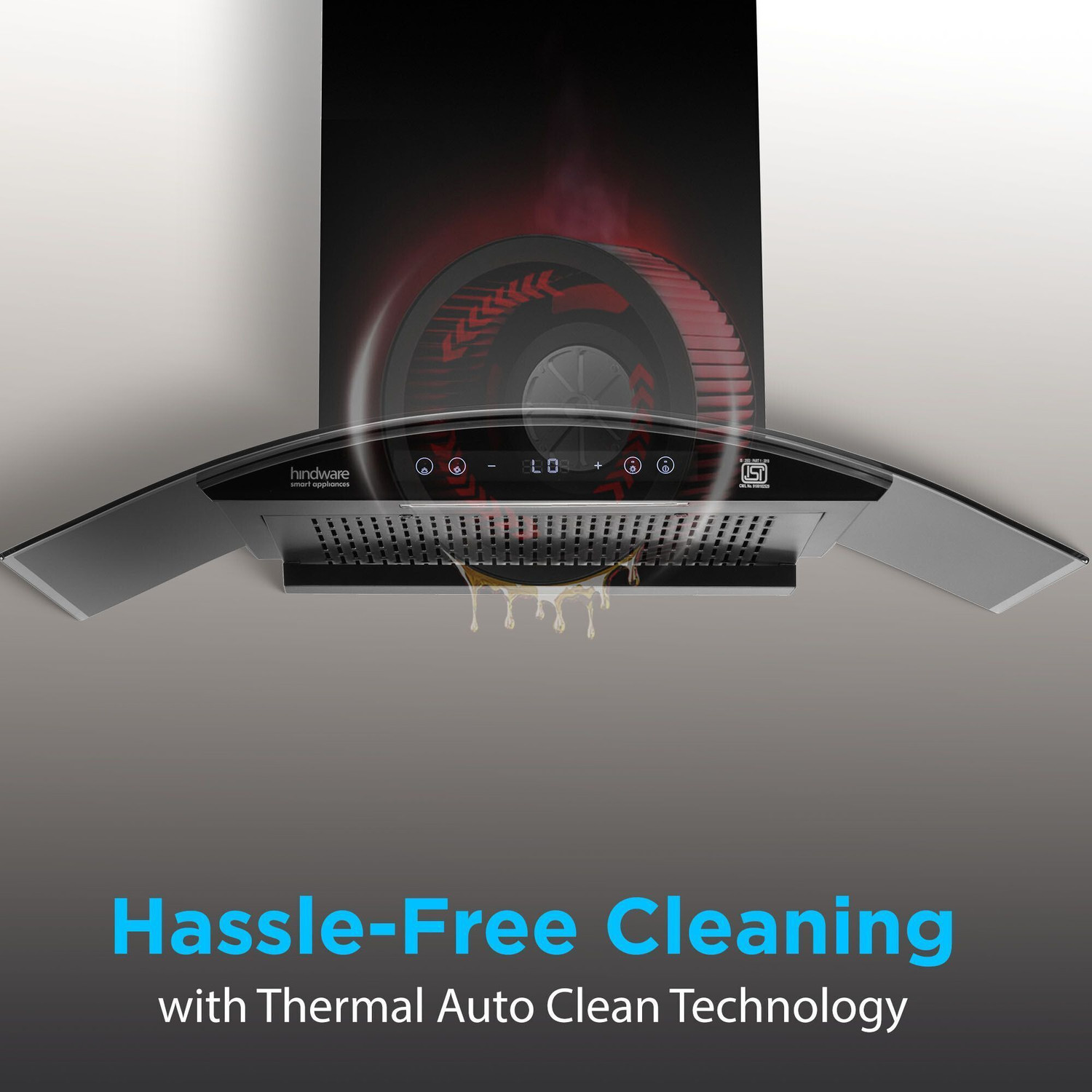 Image of Hindware Smart Appliances Ripple Neo BLDC 90 IN 1400 CMH 90 cm | Curved | Filterless | Touch Control | Motion Sensor | Energy Efficient LED Light | Powerful Suction | Auto Clean Chimney