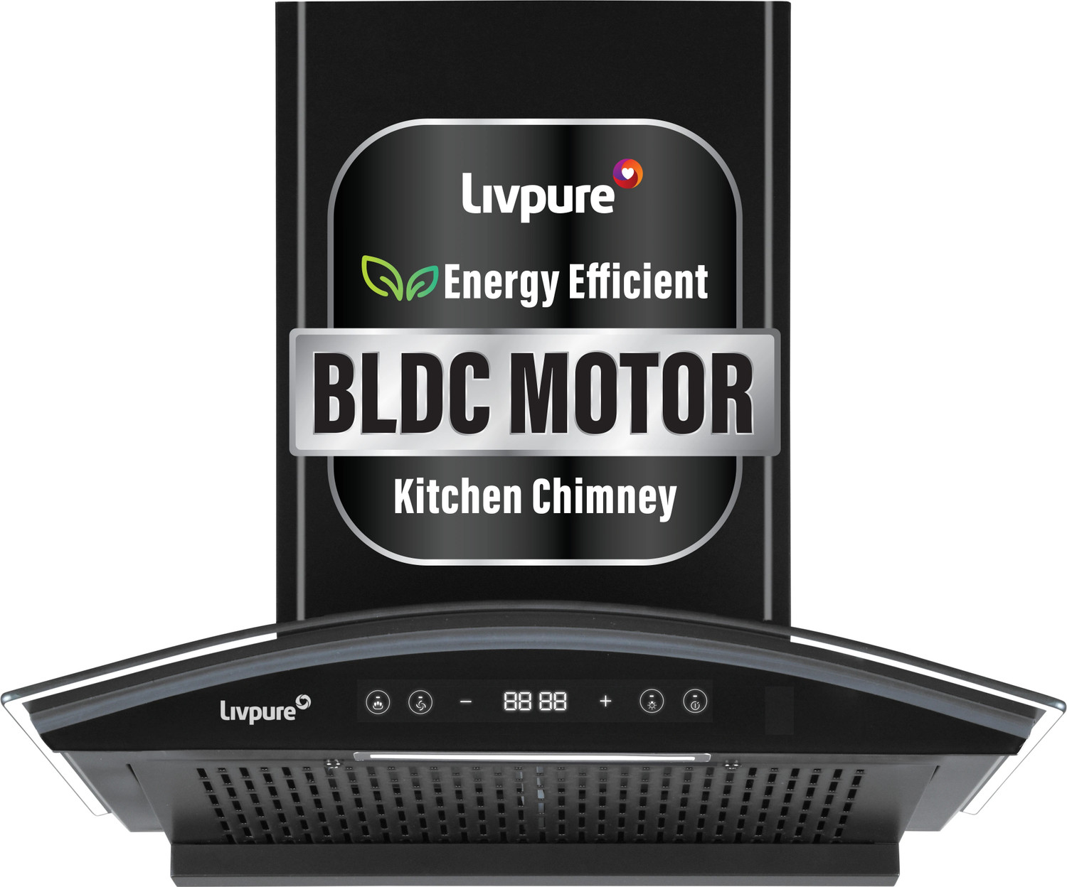 Image of LIVPURE ETERNA-BLDC-60-FL-HAC Auto Clean Wall Mounted Black 1400 CMH Chimney