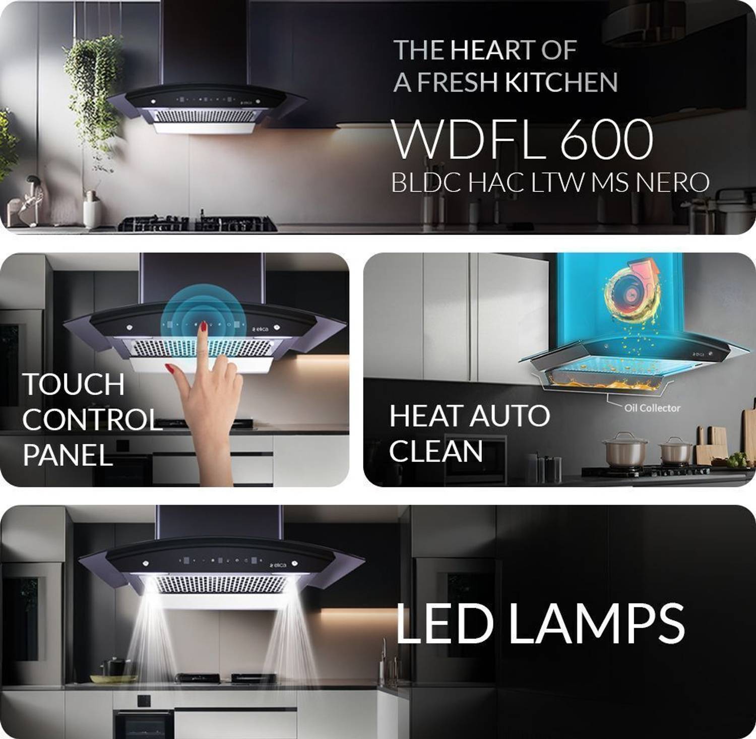Elica WDFL 600 BLDC 60 cm Curved Glass Chimney - Image 3