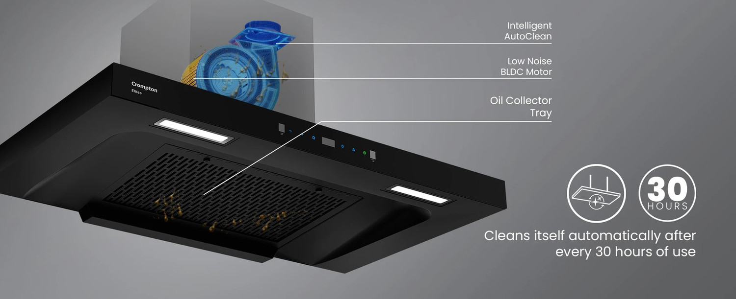 Image of Crompton Eliteo Box Filterless CHD-ELB60FLE-IND 1900 CMH 60 cm Auto Clean Chimney