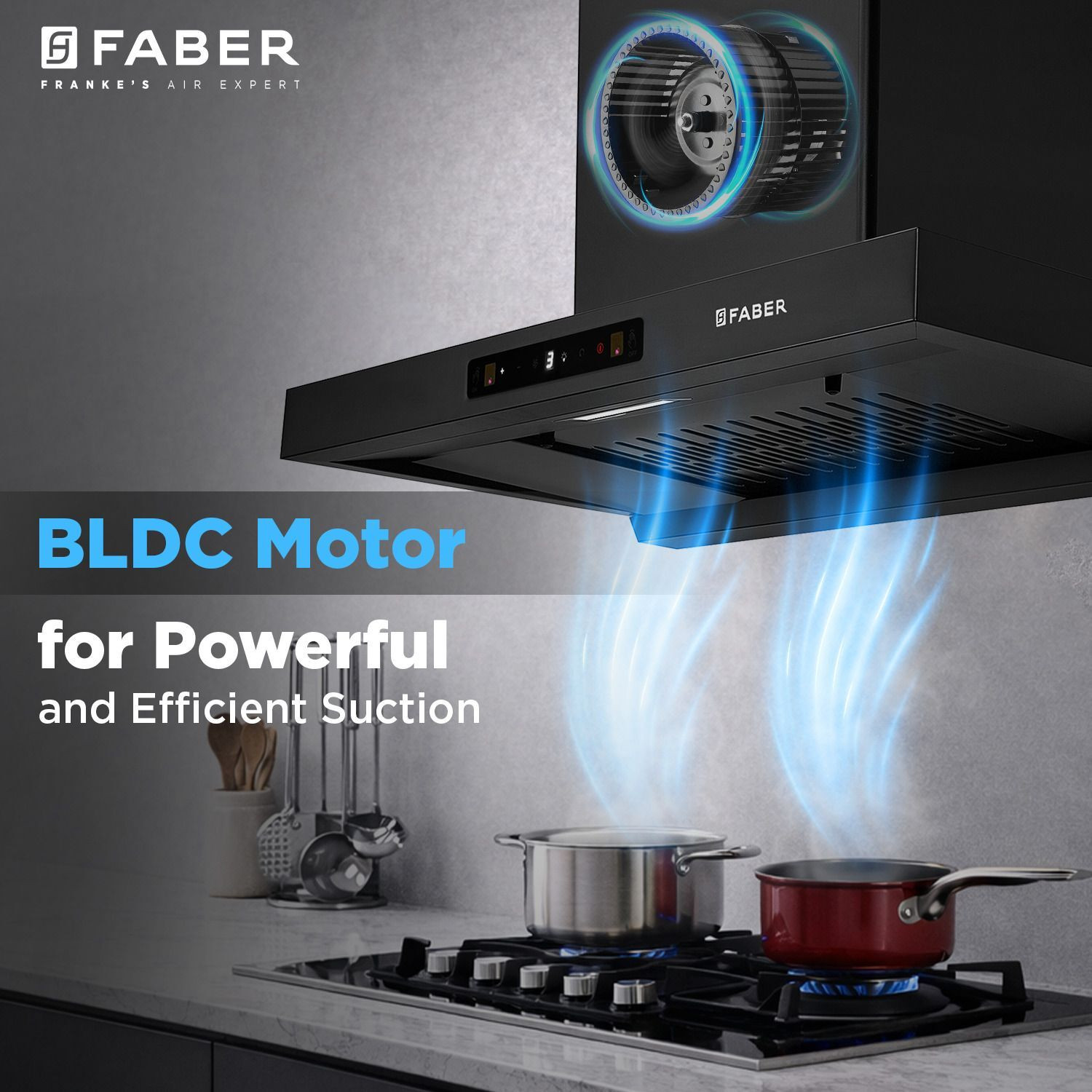 Image of FABER Atom 75cm 1500m /hr BLDC Autoclean Filterless T-Shape Chimney 1500 CMH 75 cm Auto Clean Chimney