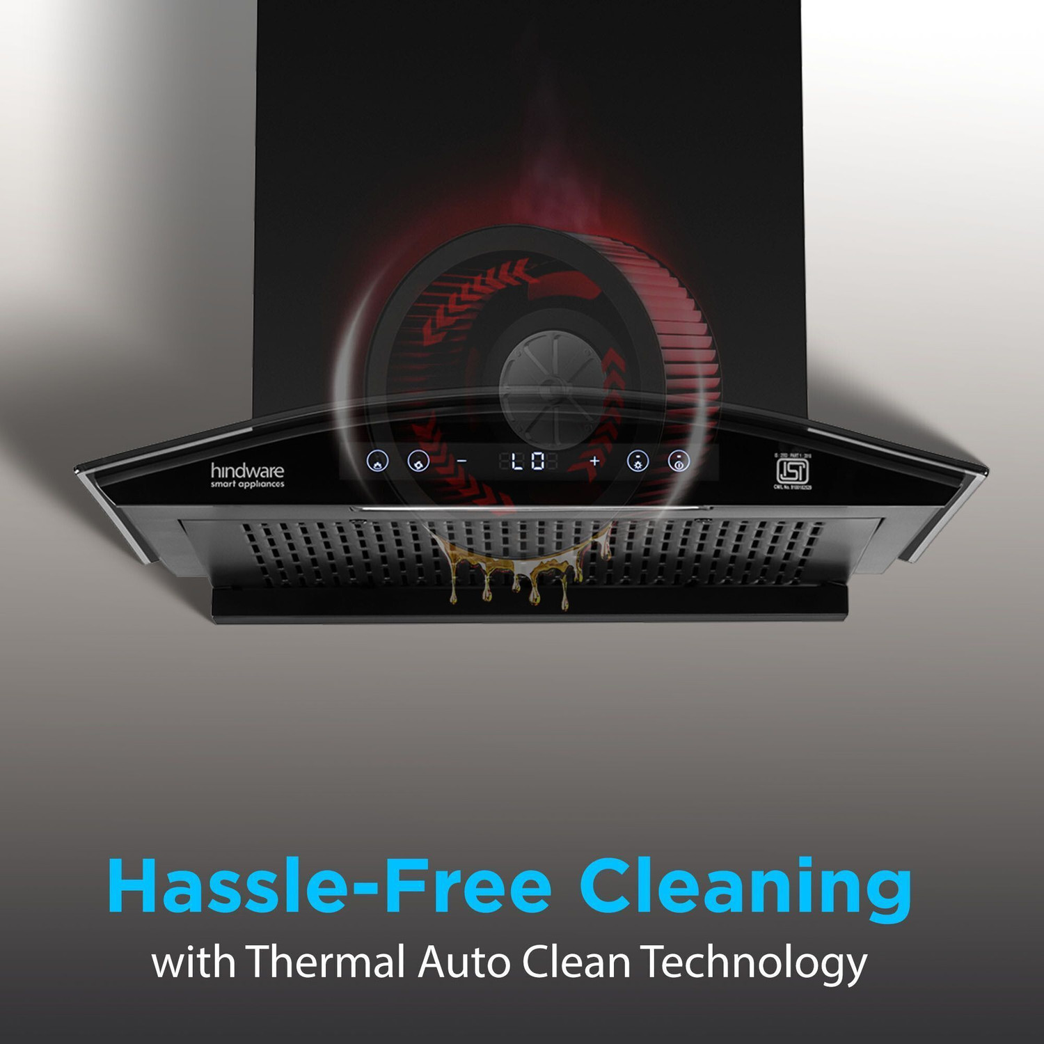Image of Hindware Smart Appliances Ripple Neo BLDC 60 IN 1400 CMH 60 cm | Curved | Filterless | Touch Control | Motion Sensor | Energy Efficient LED Light | Powerful Suction | Auto Clean Chimney