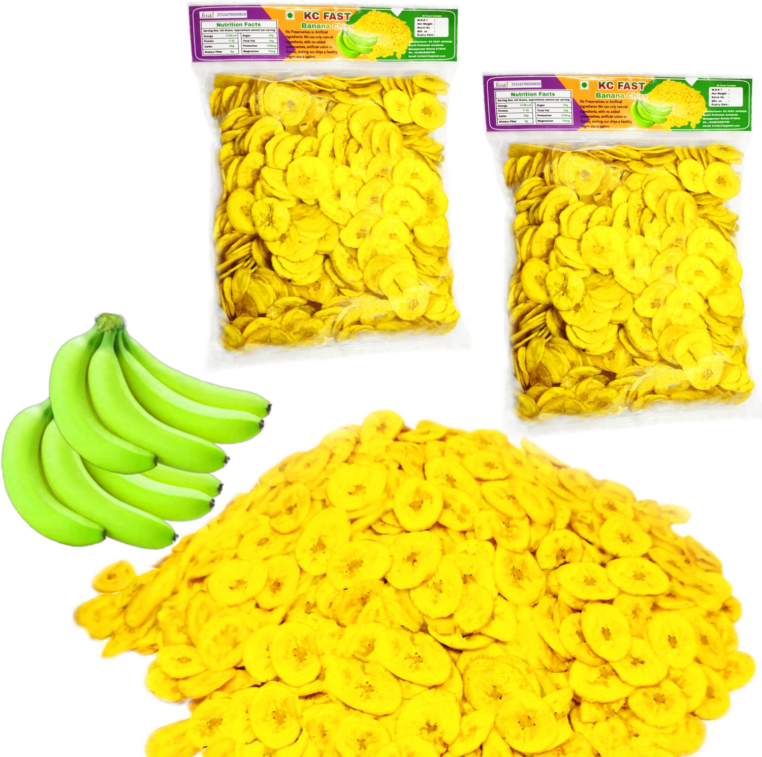 Image of KC FAST 2 Packet of 500g Banana Chips Tasty 1kg Banana Chips (2 x 500 g)